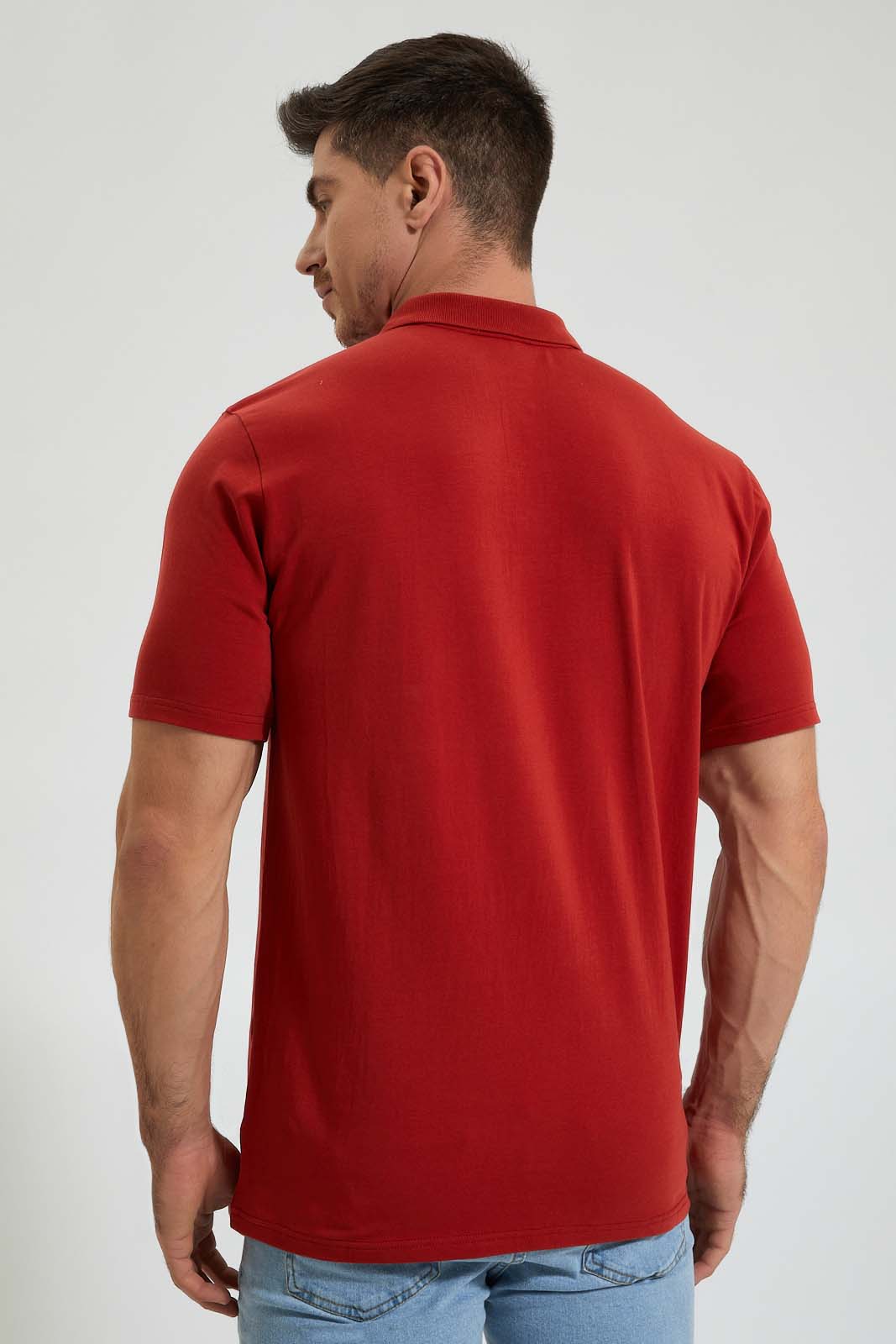 Redtag-Rust-Polo-Shirt-Colour:Orange,-Filter:Men's-Clothing,-Men-T-Shirts,-New-In,-New-In-Men,-Non-Sale,-Section:Men,-TBL,-W21B-Men's-