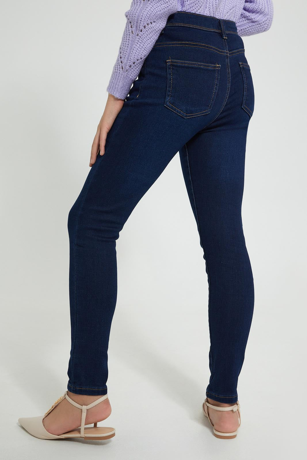 Redtag-Dark-Wash-Skinny-Knitted-Jean-Jeans-Skinny-Fit-Senior-Girls-9 to 14 Years