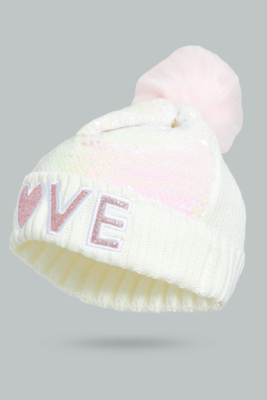 Redtag-White-Embellished-Knitted-Cap-Beanies-Girls-