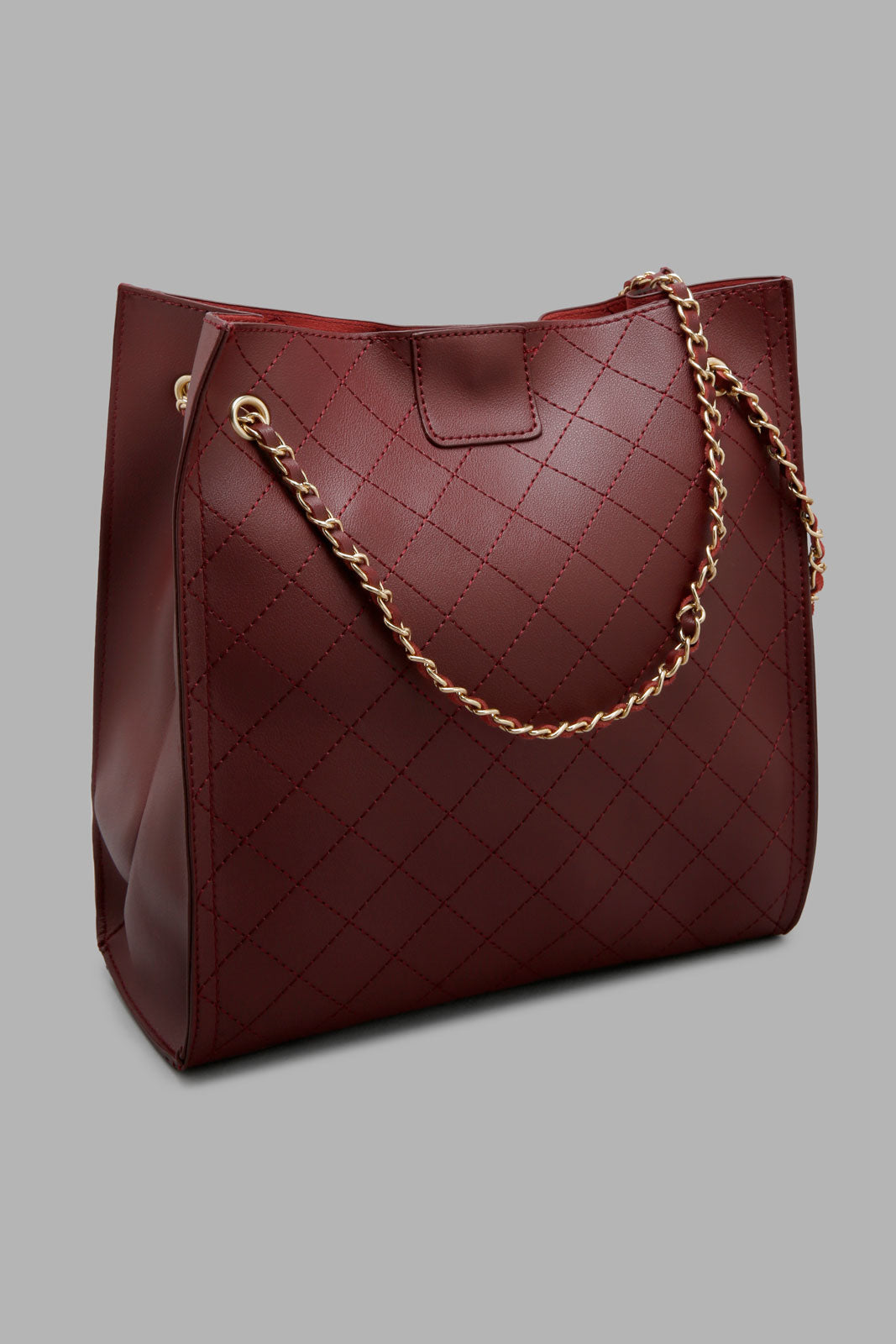 Redtag-Maroon-Tote-With-Quilting-Colour:Red,-Filter:Women's-Accessories,-New-In,-New-In-Women-ACC,-Non-Sale,-W21B,-Women-Handbags-Women-