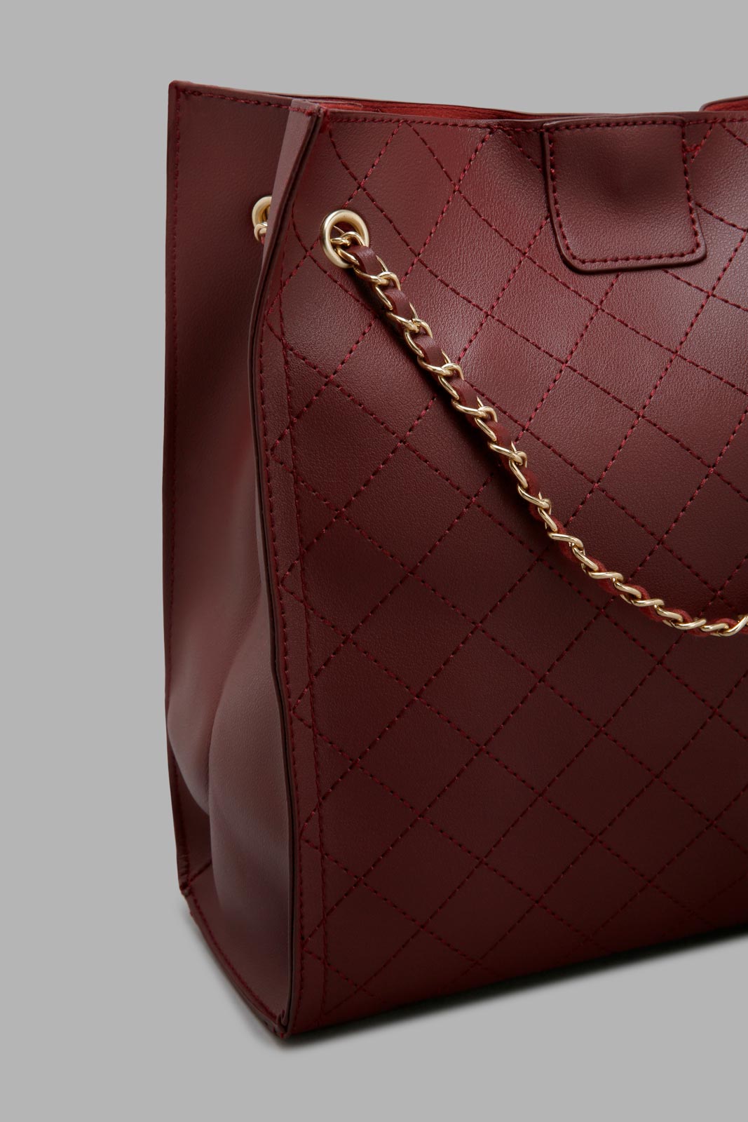 Redtag-Maroon-Tote-With-Quilting-Colour:Red,-Filter:Women's-Accessories,-New-In,-New-In-Women-ACC,-Non-Sale,-W21B,-Women-Handbags-Women-
