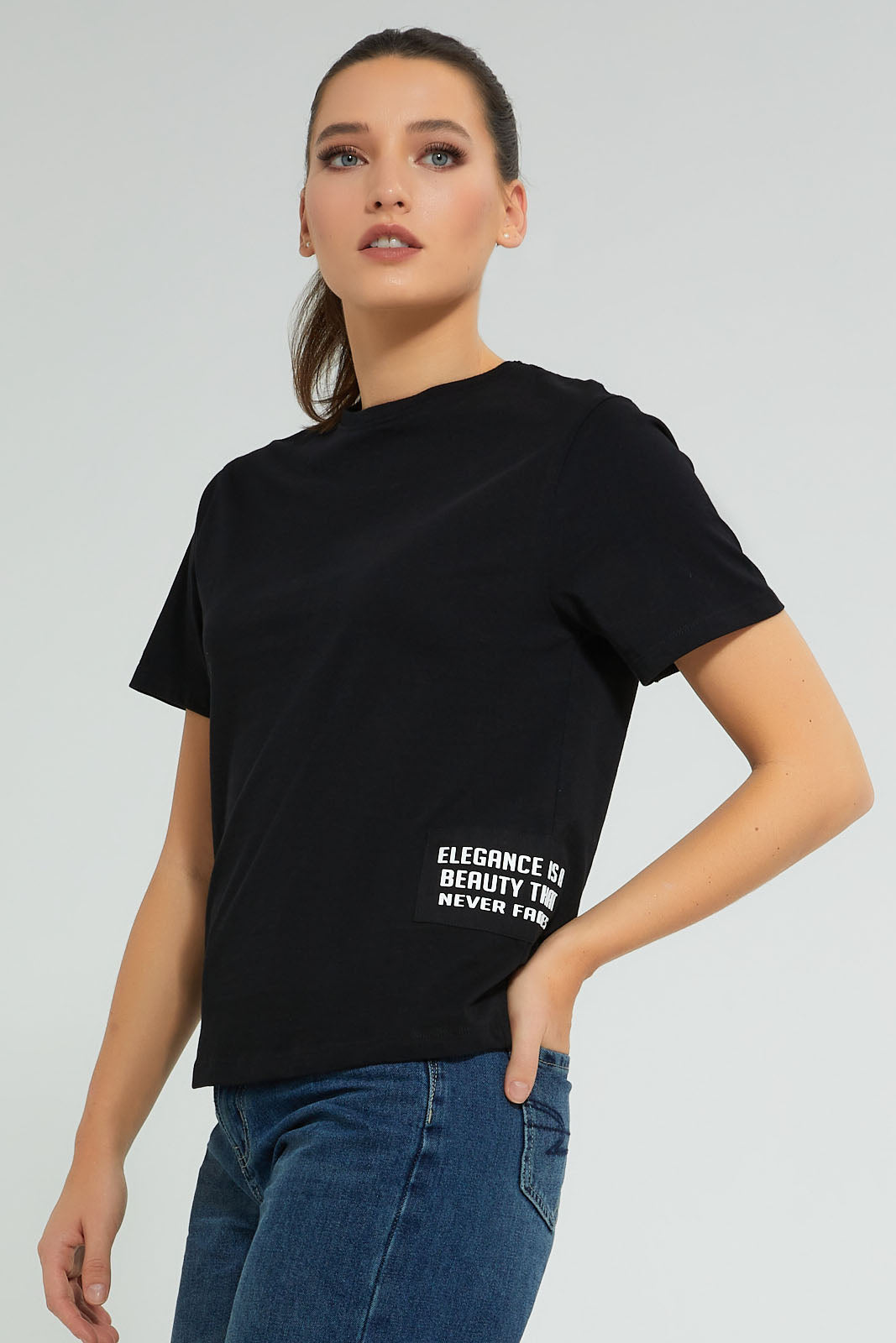 Black T-Shirt With Side Print