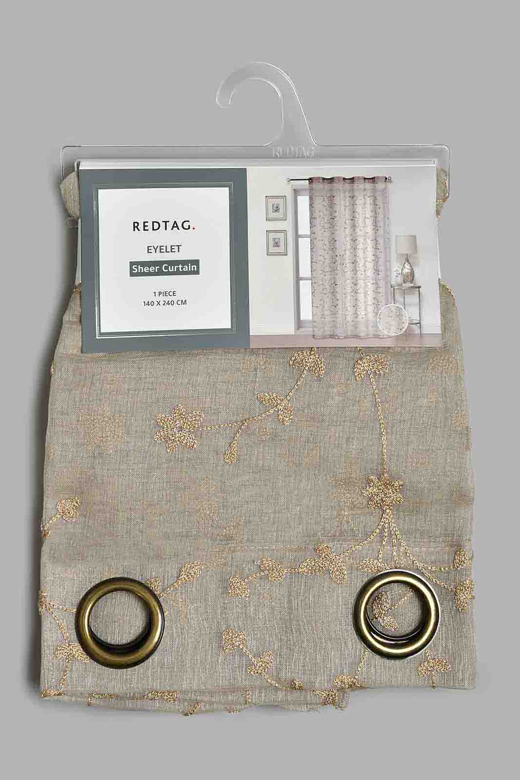 Redtag-Beige-1-Piece-Floral-Sheer-Curtain-Curtains-Home-Bedroom-