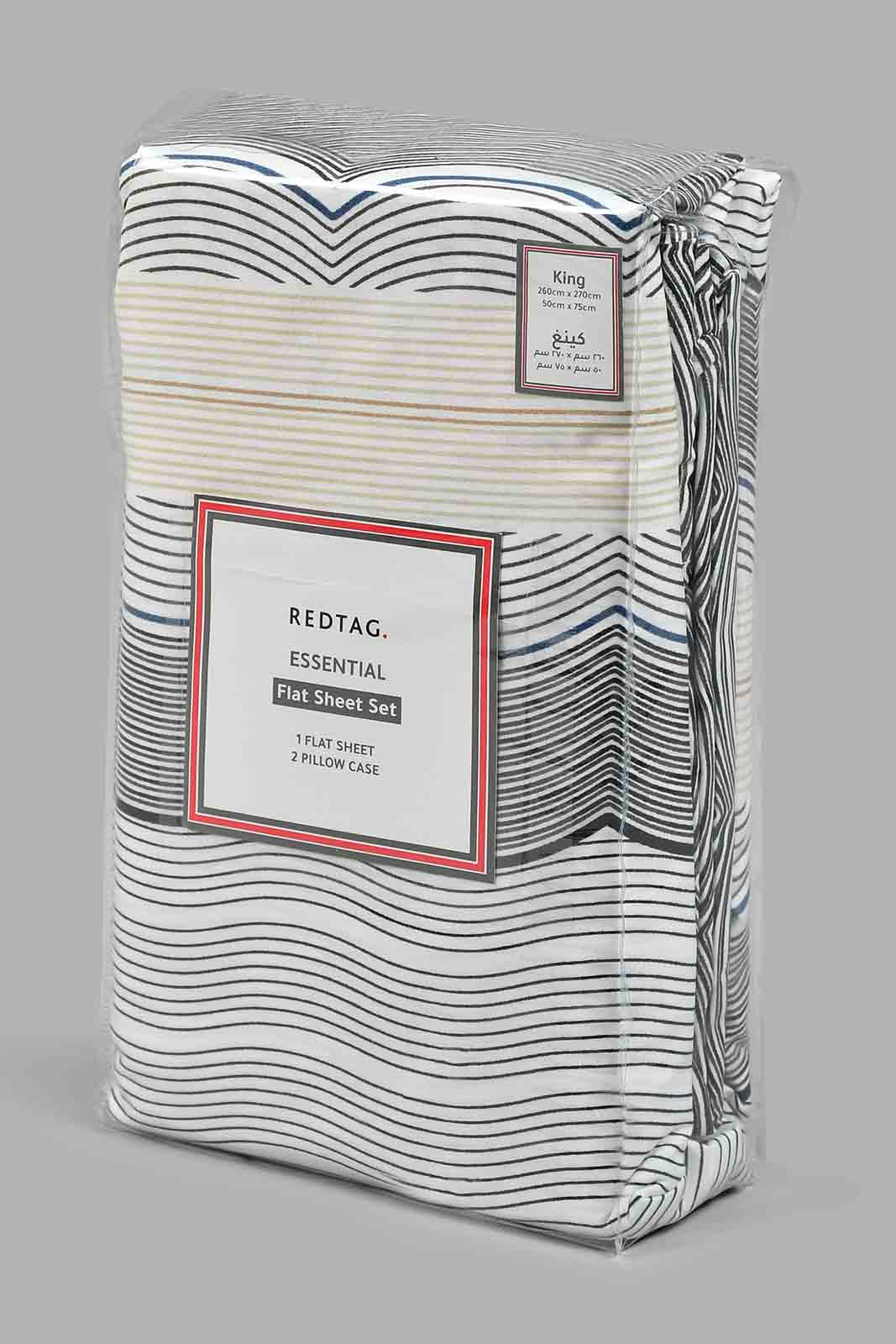 Redtag-Assorted-Single-Geometric-Print-Flat-Sheet-Set-(2-Piece)-Flat-Sheets-Home-Bedroom-