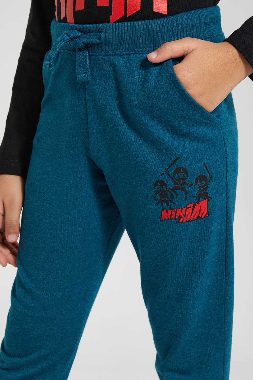 Redtag-Green-Marl-Jogpant-With-Print-Joggers-Boys-2 to 8 Years