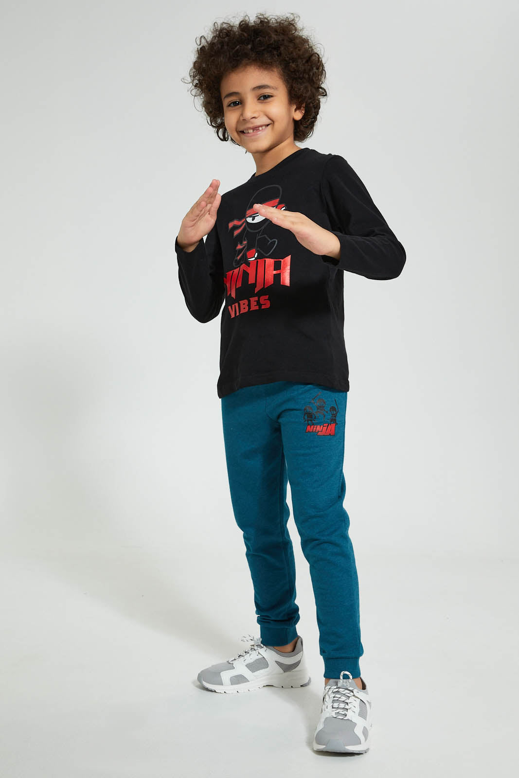 Redtag-Green-Marl-Jogpant-With-Print-Joggers-Boys-2 to 8 Years