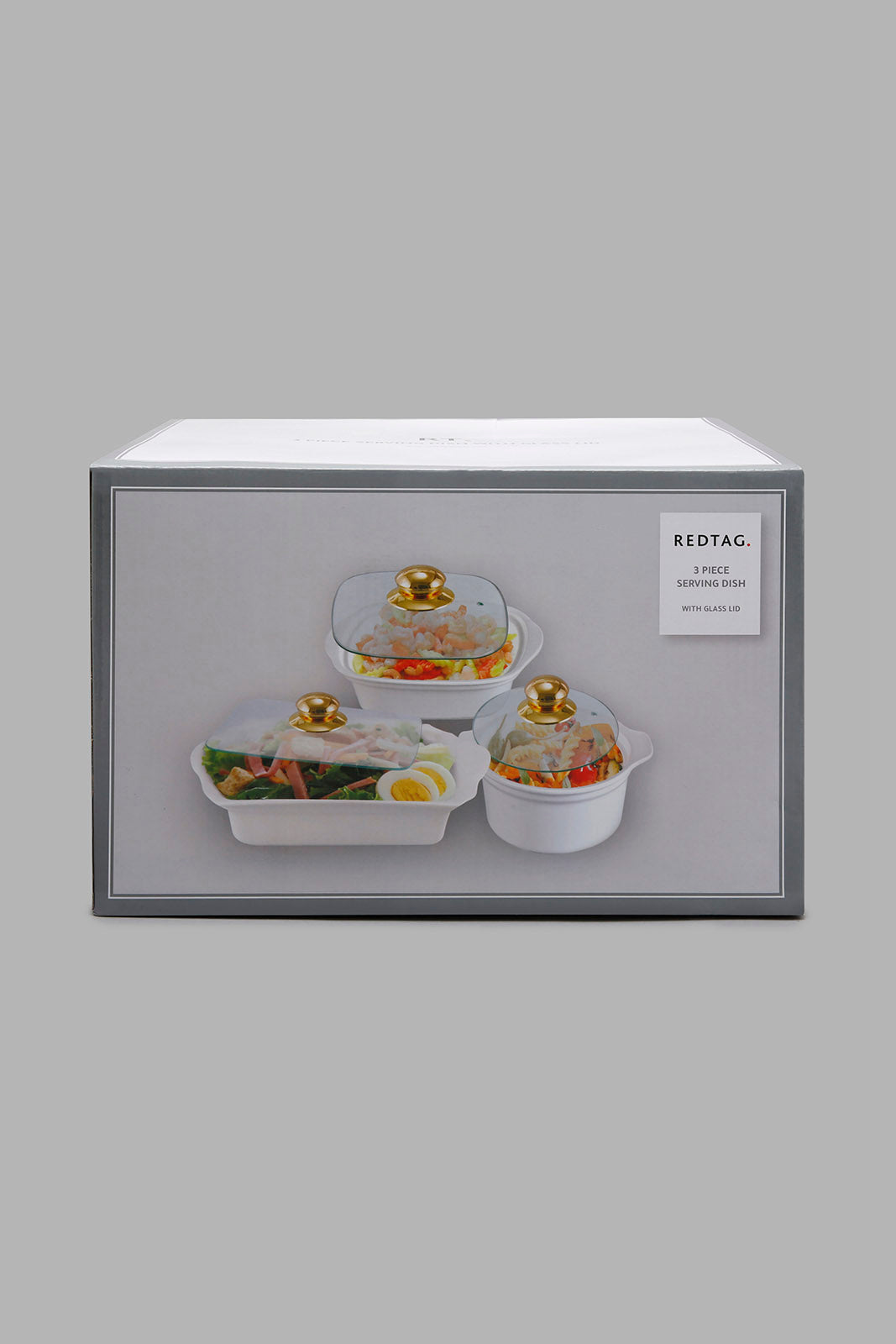 White Serving Dish With Glass Lid (6 Piece)