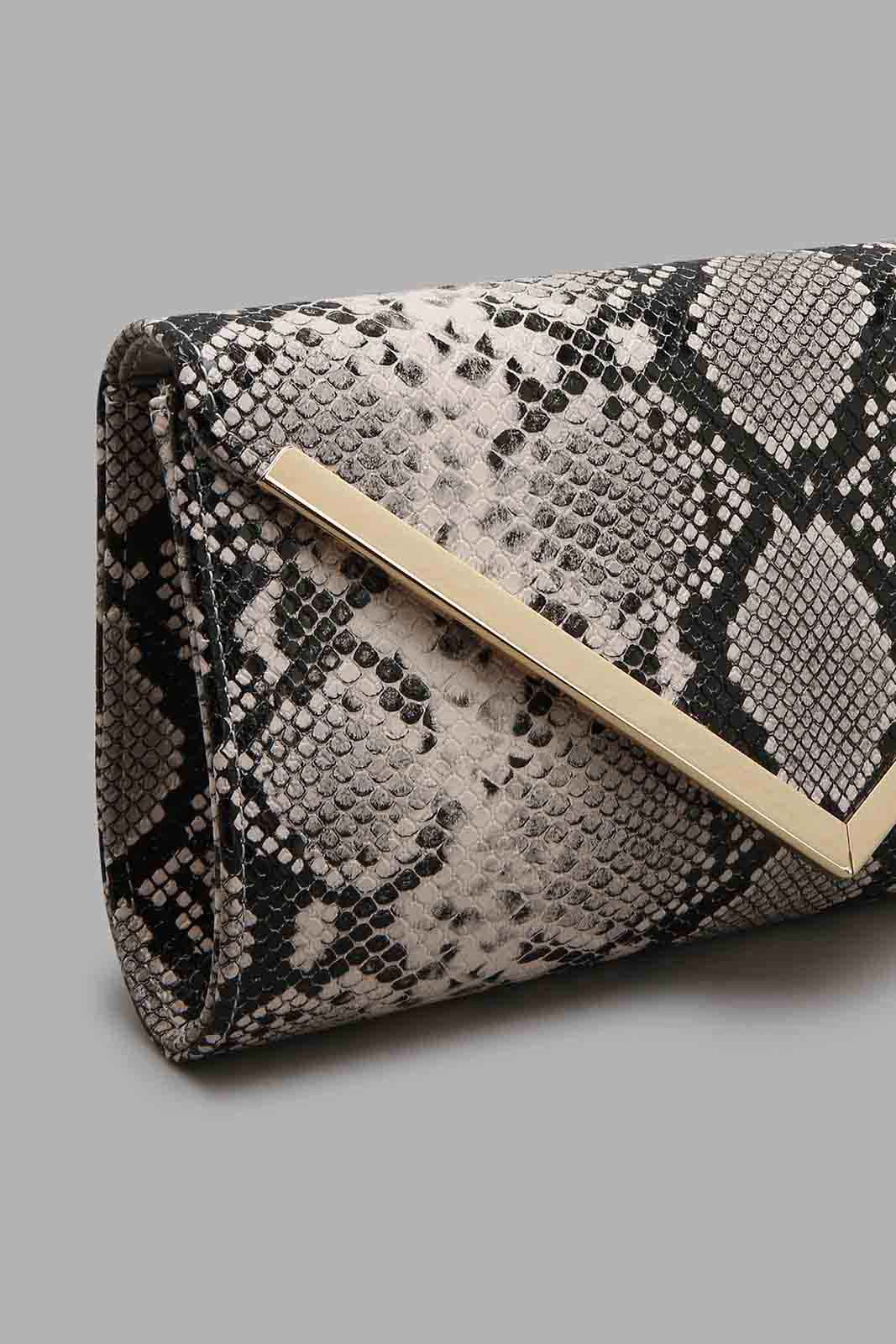 Redtag-Black-Envelope-Clutch-With-Croc-Texture-Metal-Bar-Clutches-Women-