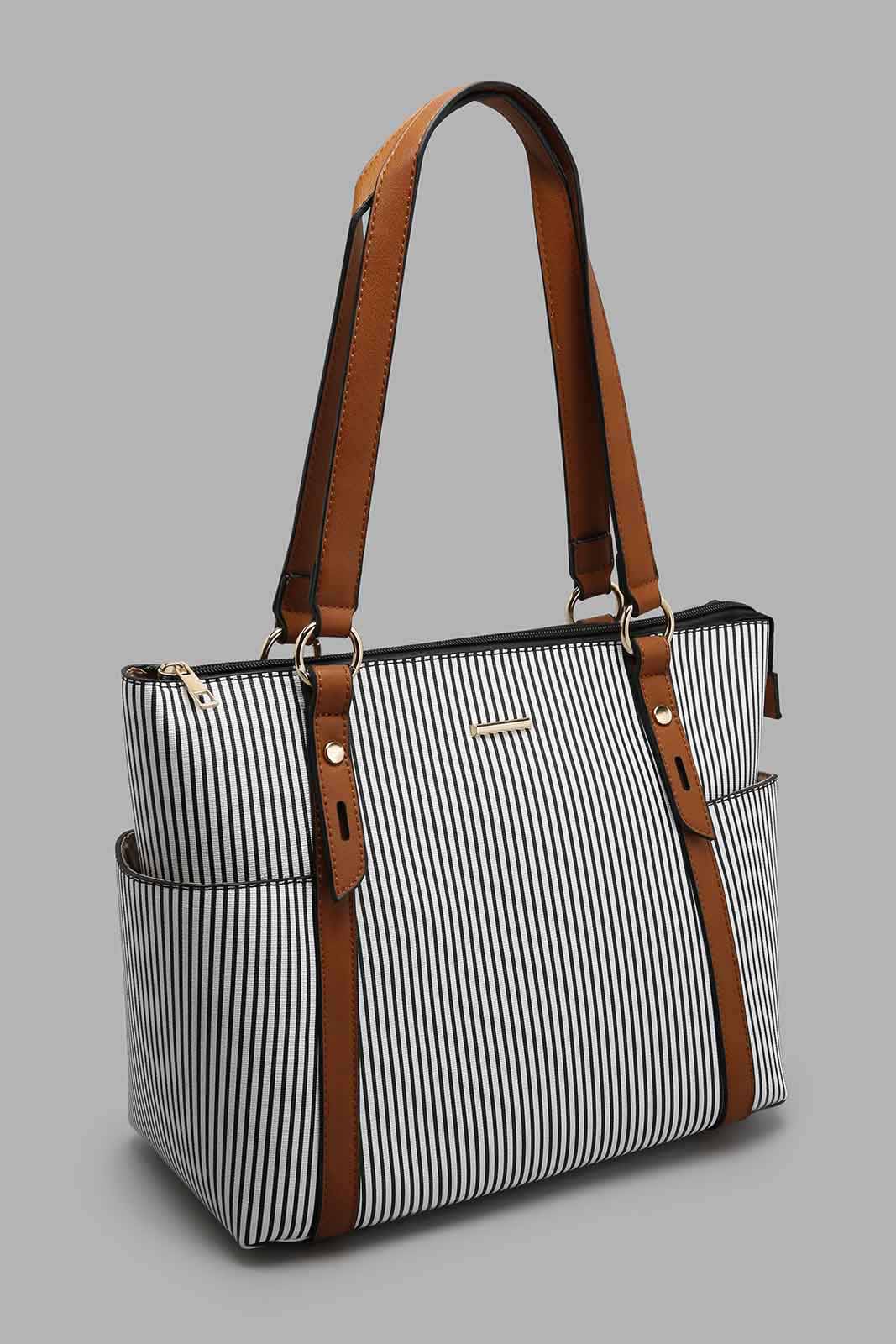 Redtag-Nautical-Tote-With-Tan-Trims-Cross-Body-Bags-Women-