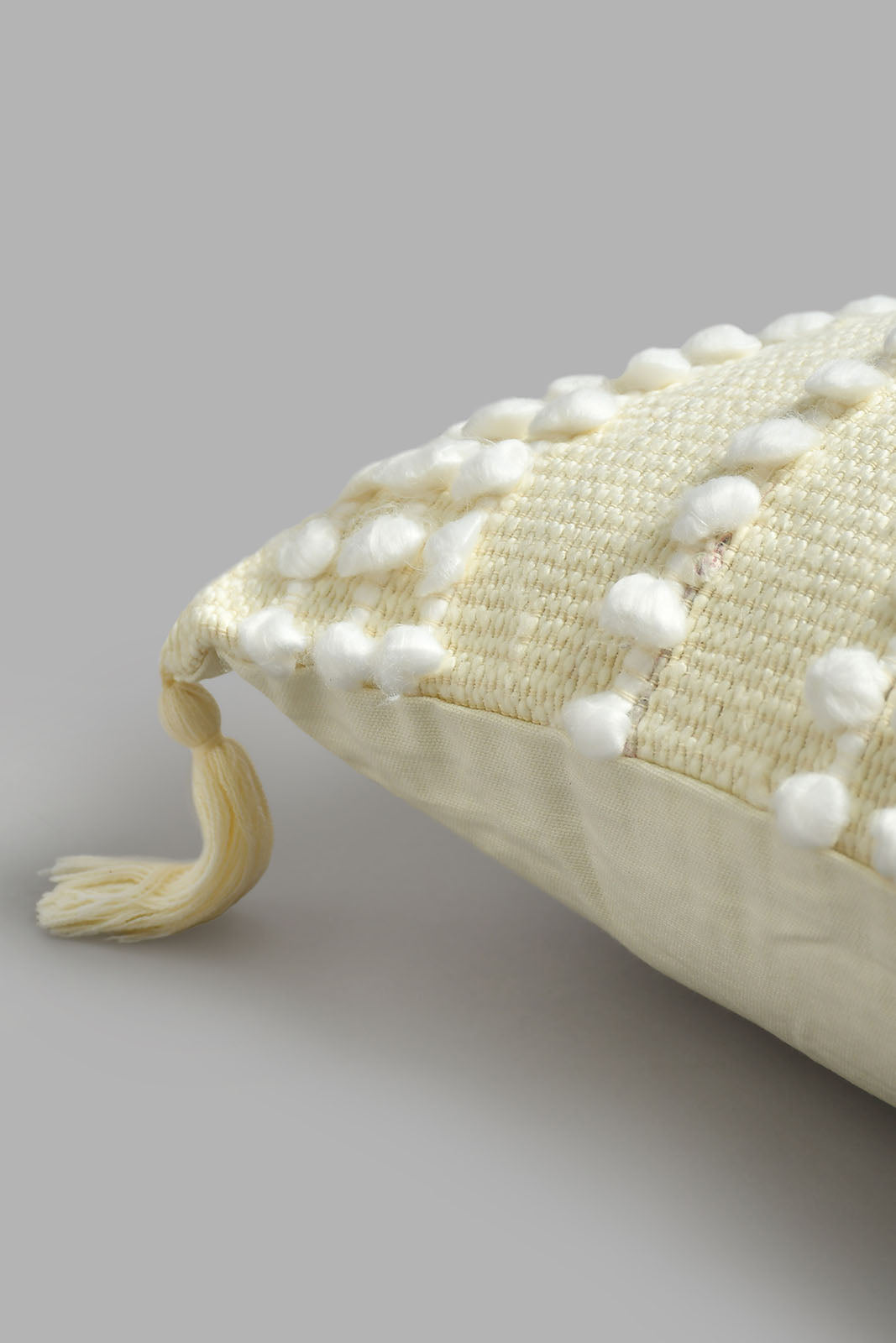 Redtag-Off-White-Wool-Loop-Embroidery-Cushion-BED-PHANTASMAGORIA-3,-Colour:White,-Filter:Home-Bedroom,-HMW-BED-Cushions,-New-In,-New-In-HMW-BED,-Non-Sale,-S22A,-Section:Homewares-Home-Bedroom-