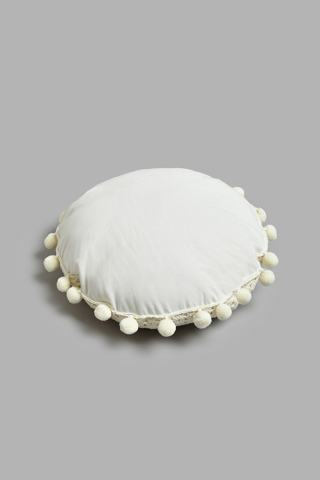 Redtag-Beige-Hand-Crochet-Work-Embroidery-Cushion-With-Pom-Pom-BED-PHANTASMAGORIA-3,-Colour:Beige,-Filter:Home-Bedroom,-HMW-BED-Cushions,-New-In,-New-In-HMW-BED,-Non-Sale,-S22A,-Section:Homewares-Home-Bedroom-
