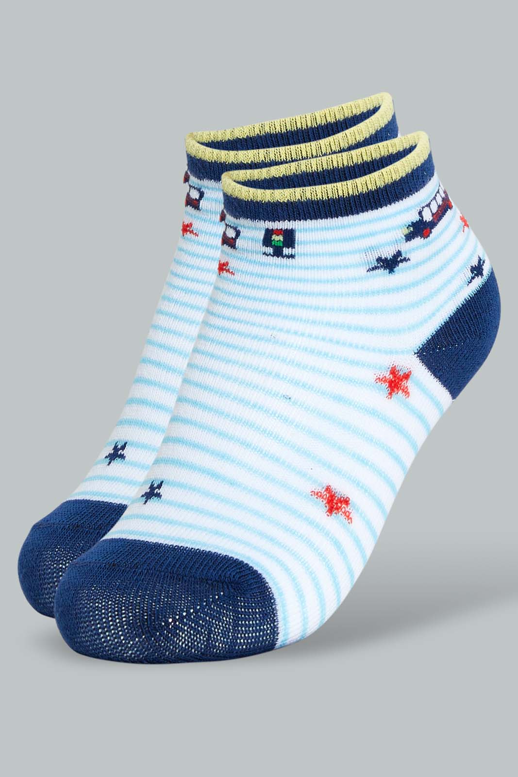 Redtag-4-Pcs-Assorted-Car-Ankle-Length-Socks-Ankle-Length-Infant-Boys-3 to 24 Months