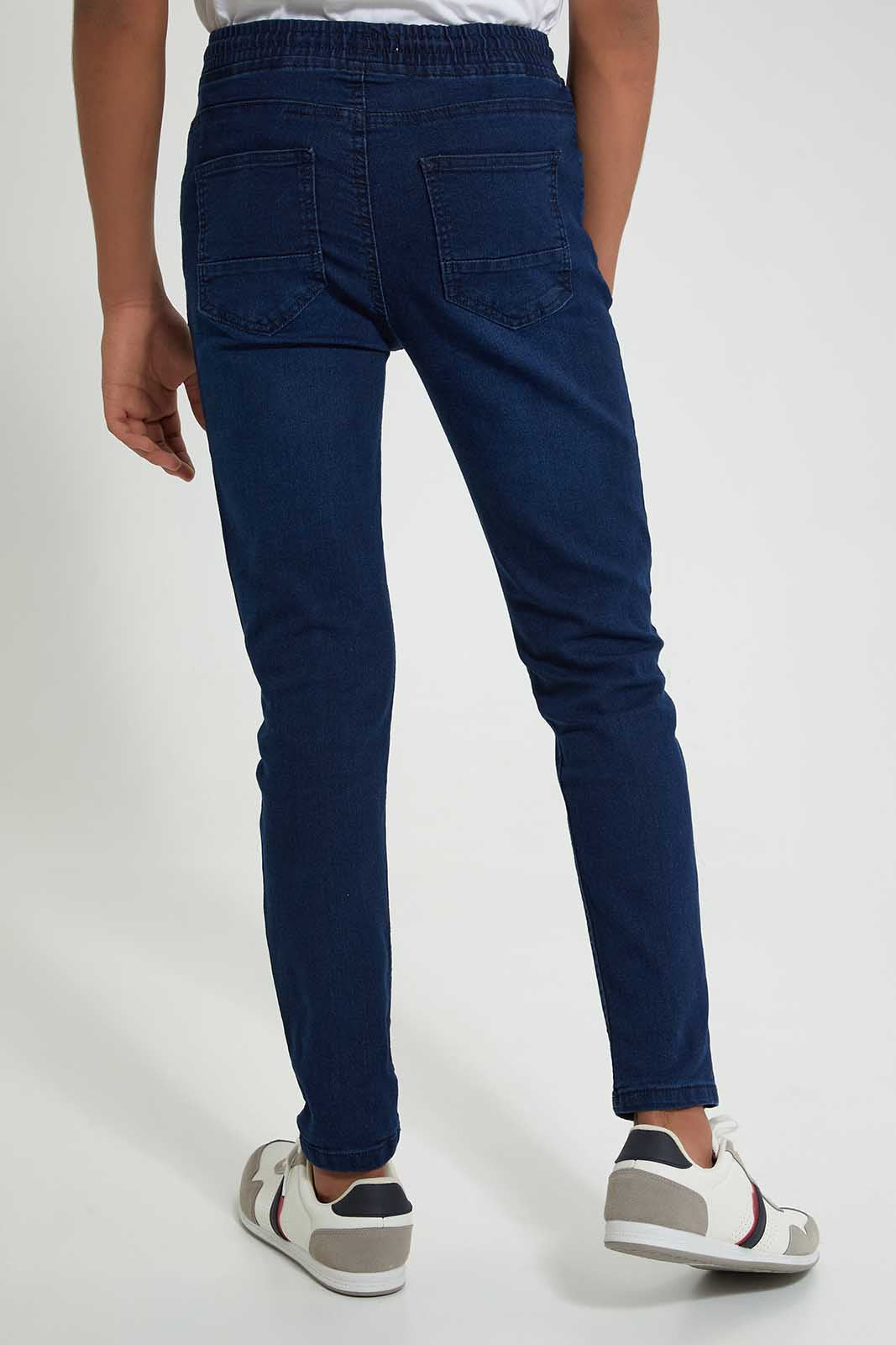 Redtag-Navy-Pull-On-Jeans-Jeans-Regular-Fit-Senior-Boys-9 to 14 Years