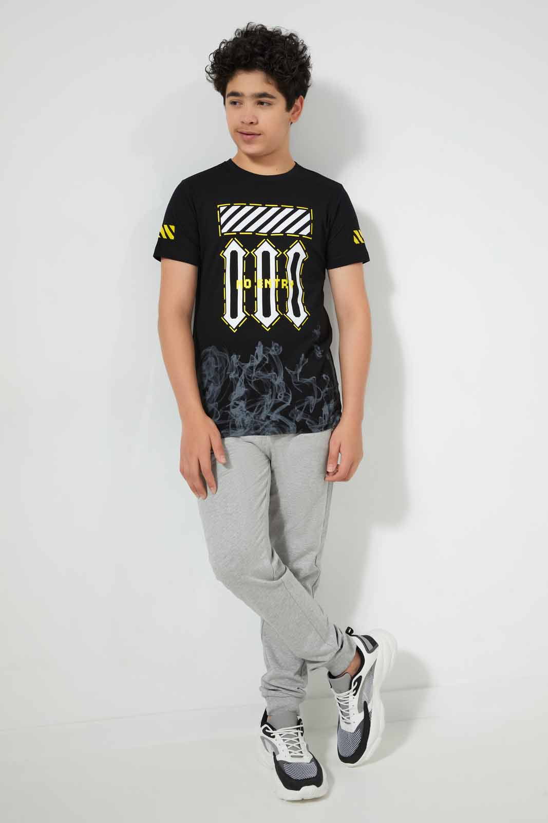 Redtag-Grey-Jogger-with-Elasticated-Waistband-Joggers-Senior-Boys-9 to 14 Years