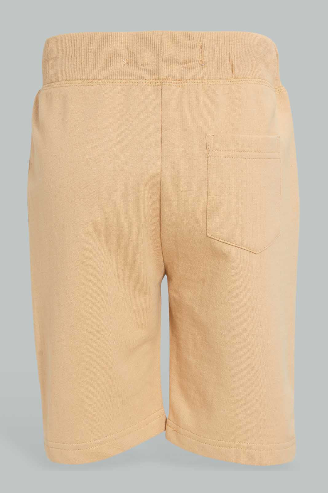 Beige Printed Active Short For Baby Boys