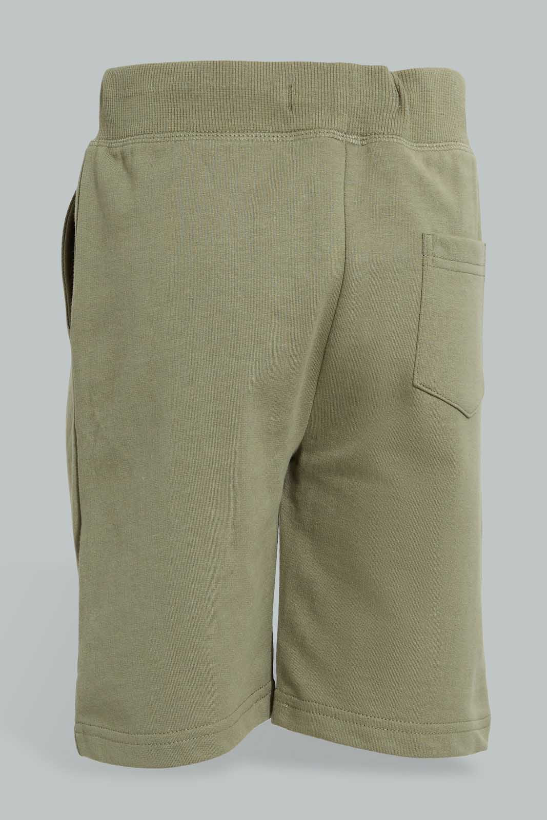 Redtag-Olive-Elasticated-Short-Active-Shorts-Boys-2 to 8 Years