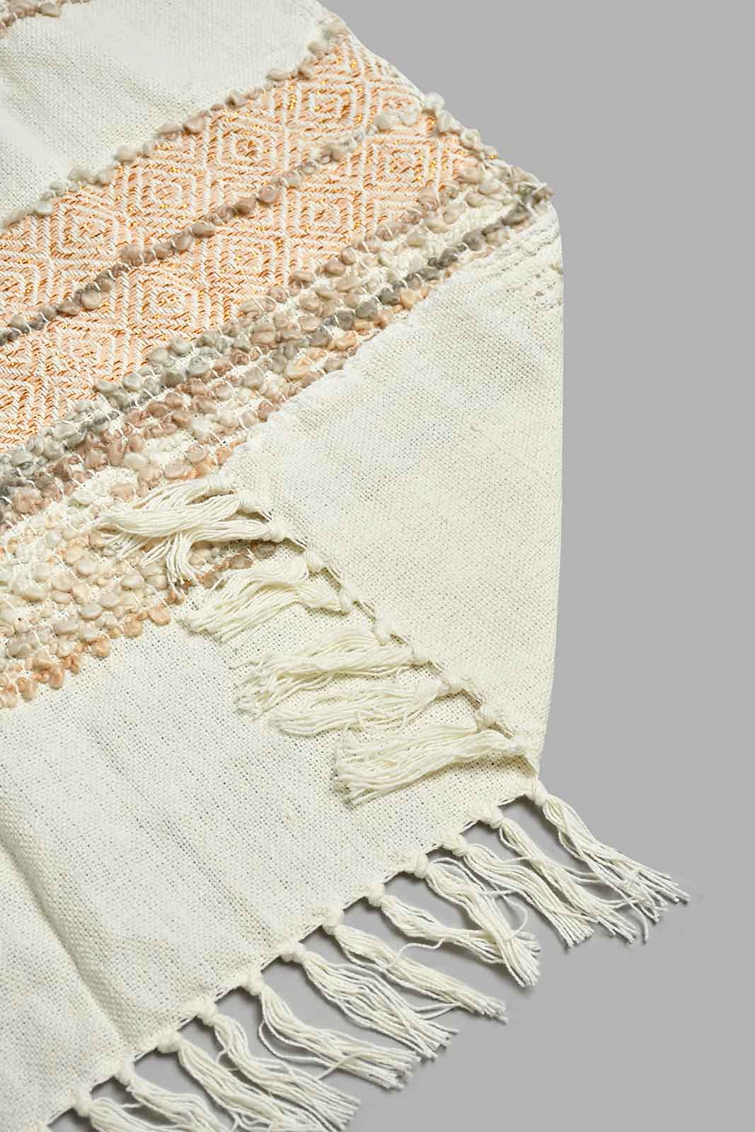 Redtag-Beige/Ivory-Chunky-Acrylic-Throw-BED-PHANTASMAGORIA-3,-Colour:Beige,-Filter:Home-Bedroom,-HMW-BED-Throws,-New-In,-New-In-HMW-BED,-Non-Sale,-S22A,-Section:Homewares-Home-Bedroom-