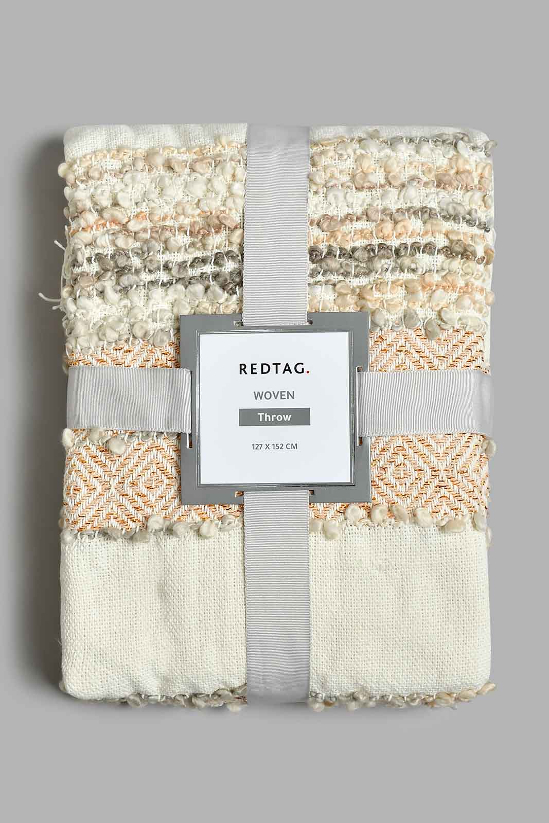 Redtag-Beige/Ivory-Chunky-Acrylic-Throw-BED-PHANTASMAGORIA-3,-Colour:Beige,-Filter:Home-Bedroom,-HMW-BED-Throws,-New-In,-New-In-HMW-BED,-Non-Sale,-S22A,-Section:Homewares-Home-Bedroom-