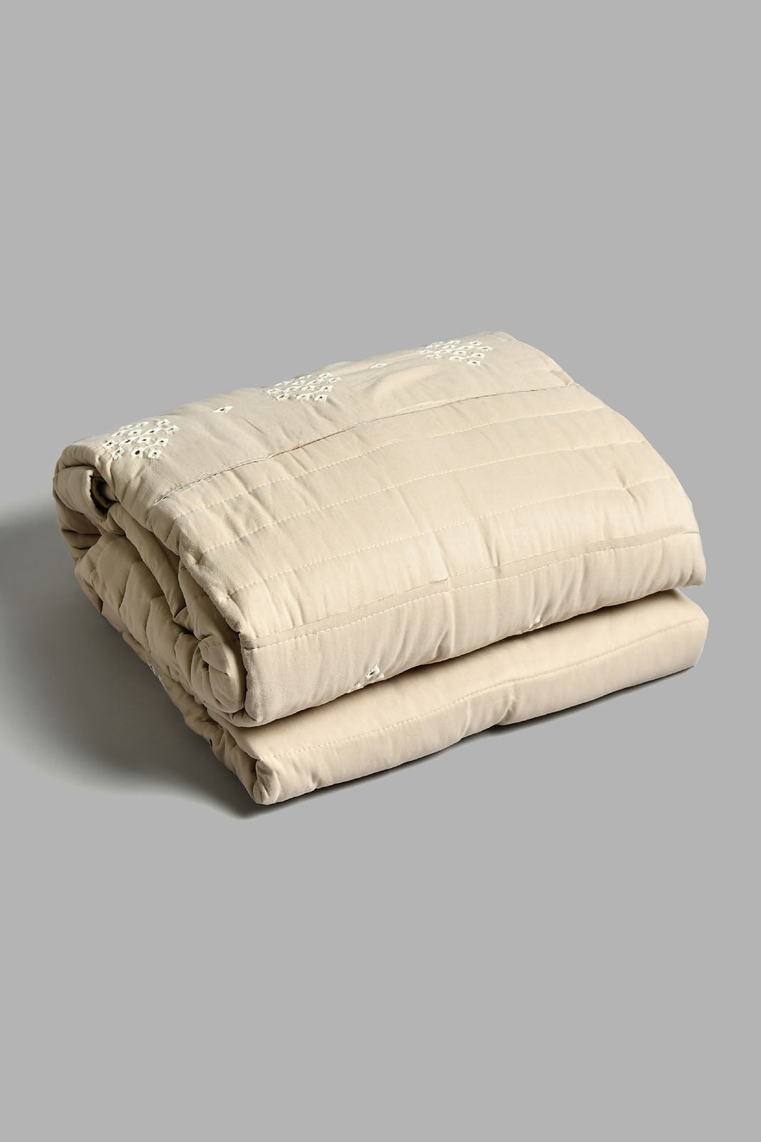 Redtag-Beige-Eyelet-Embroidered-3-Pieces-Bedspread-Set
-(Double-Size)-Category:Bedspreads,-Colour:Beige,-Filter:Home-Bedroom,-HMW-BED-Bedspreads,-MISTANA,-New-In,-New-In-HMW-BED,-Non-Sale,-S22A,-Section:Homewares-Home-Bedroom-