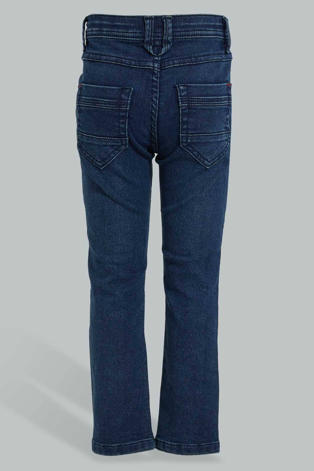 Redtag-Dark-Wash-Corduroy-Jean-Jeans-Pull-On-Boys-2 to 8 Years