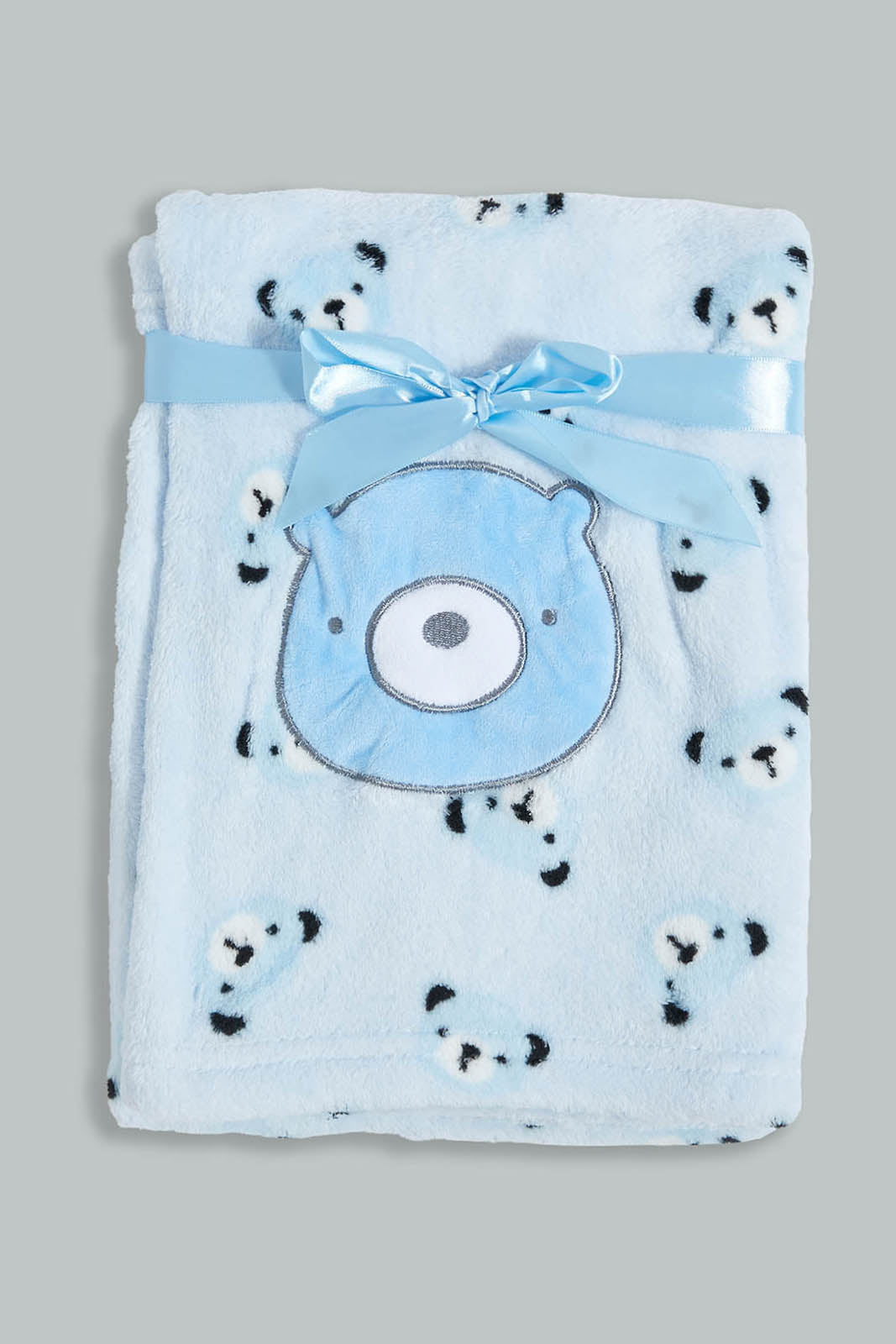 Redtag-Blue-Bear-Fluffy-Blanket-Baby-Blankets-Baby-0 to 12 Months