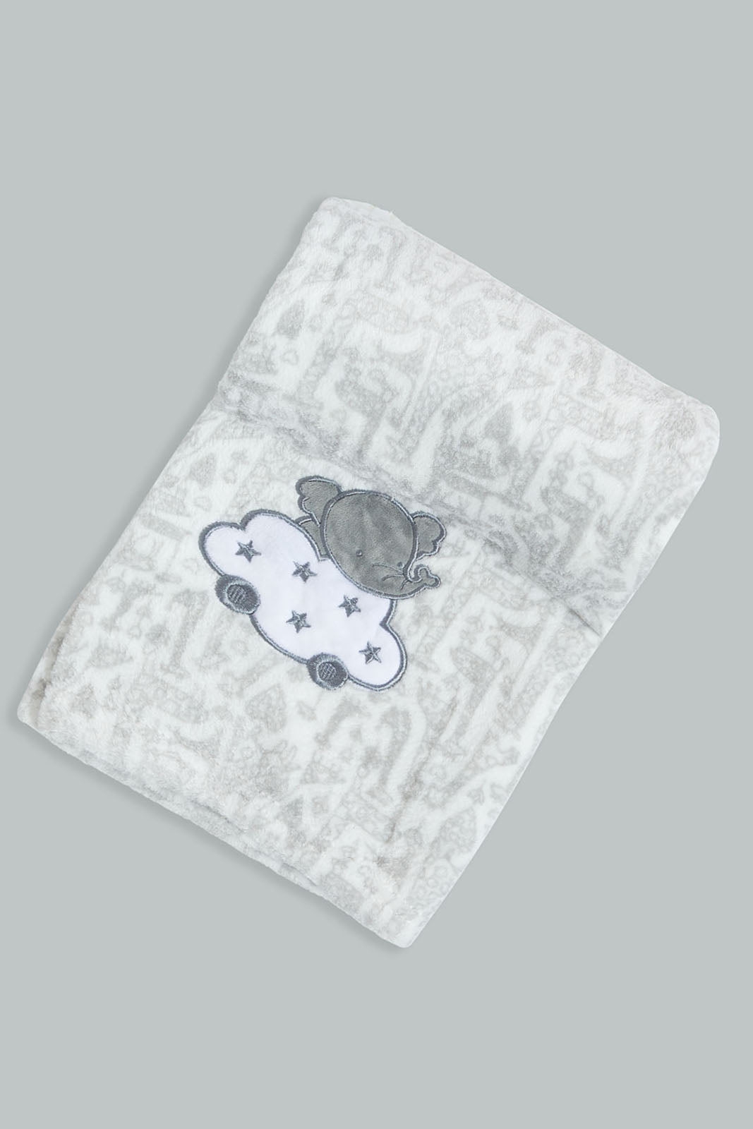 Redtag-Grey-Elephant-Fluffy-Blanket-Baby-Blankets-Baby-0 to 12 Months