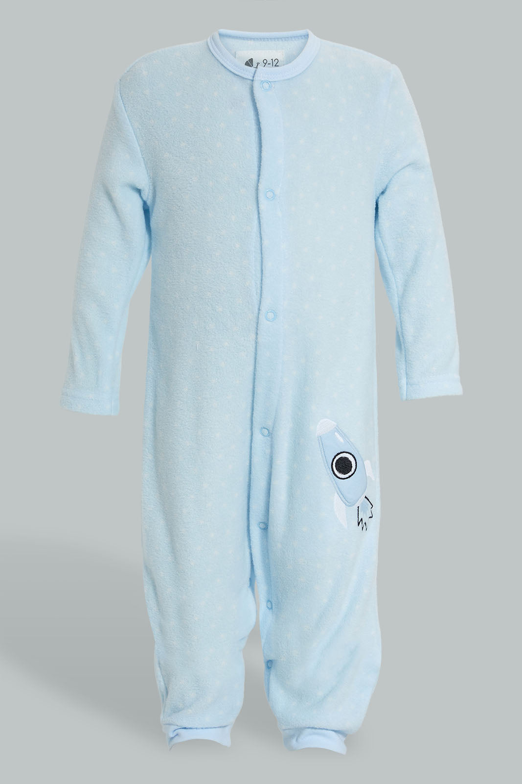 Redtag-Blue-Alphabets-Fleece-Romper-Rompers-Baby-0 to 12 Months
