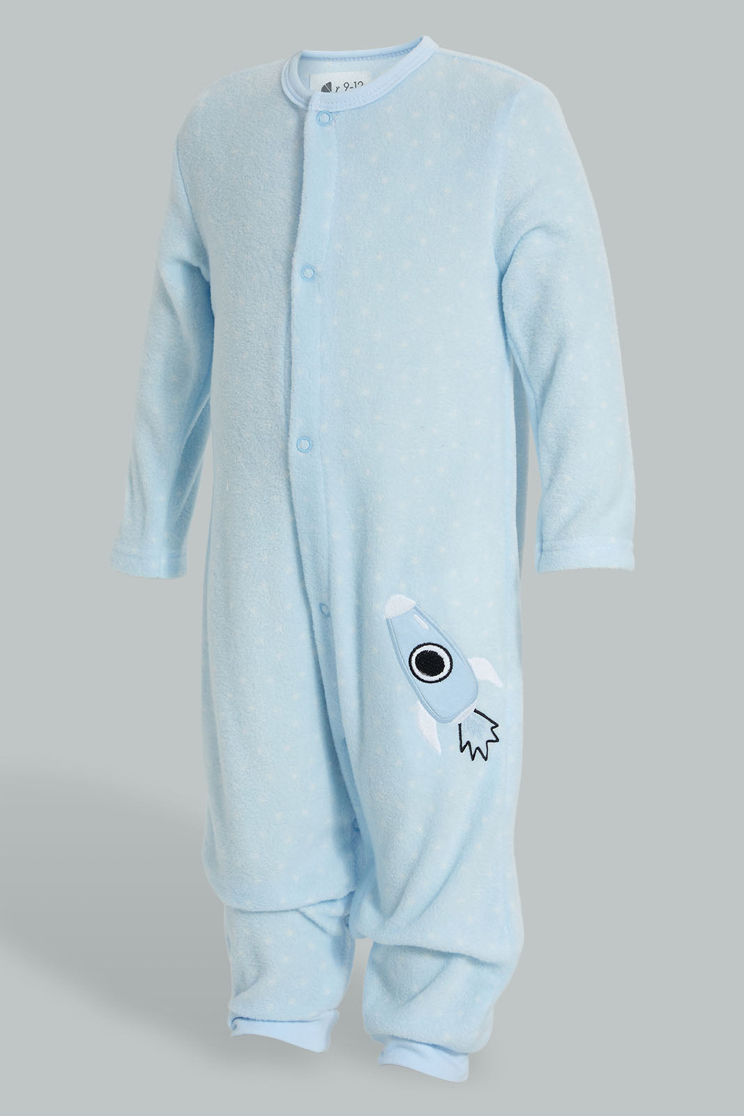 Redtag-Blue-Alphabets-Fleece-Romper-Rompers-Baby-0 to 12 Months