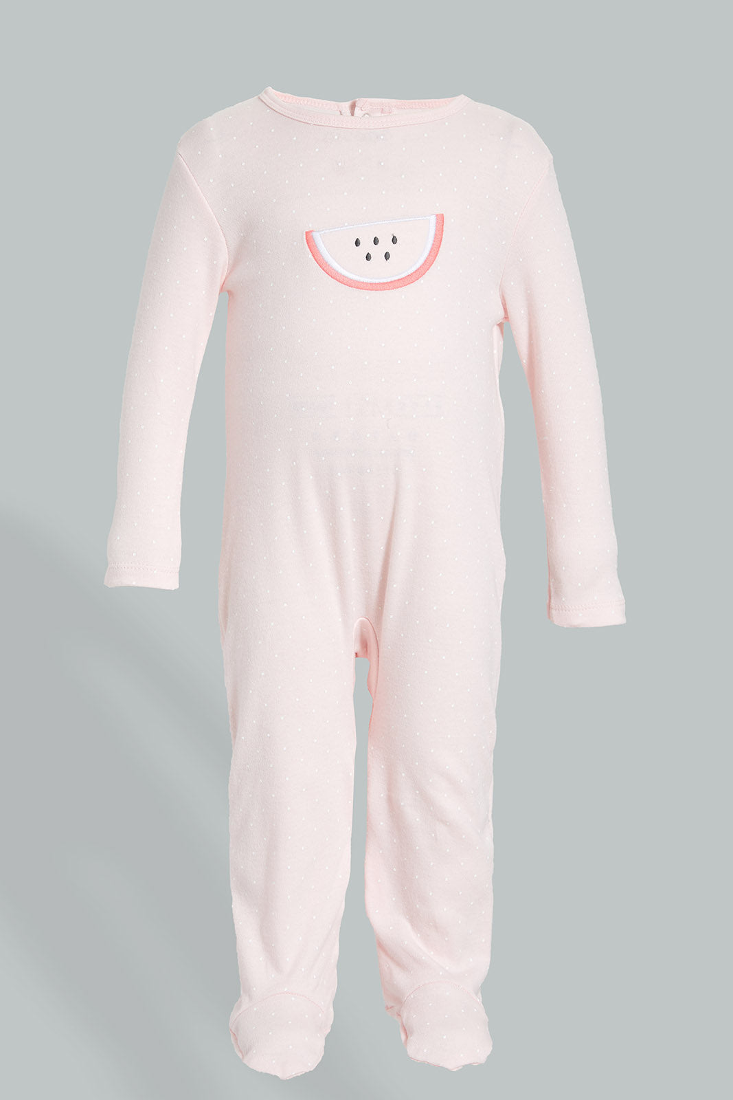 Redtag-Pink-And-White-Watermelon-Printed-2-Pack-Romper-Sleepsuits-Baby-0 to 12 Months