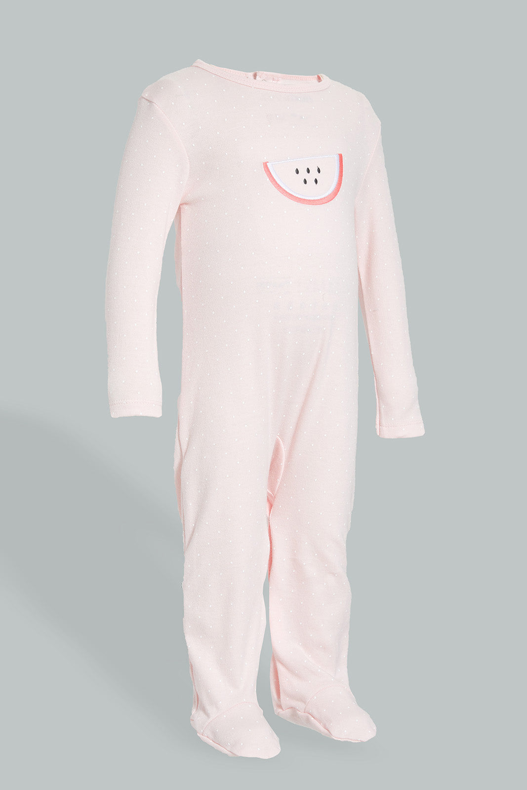 Redtag-Pink-And-White-Watermelon-Printed-2-Pack-Romper-Sleepsuits-Baby-0 to 12 Months
