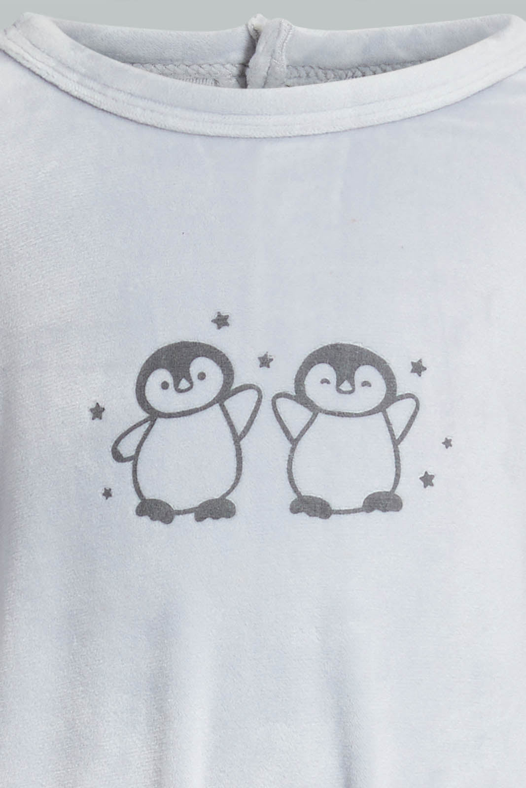 Redtag-Grey-And-Charcoal-Penguinveloure-2-Packs-Sleepsuit-Sleepsuits-Baby-0 to 12 Months