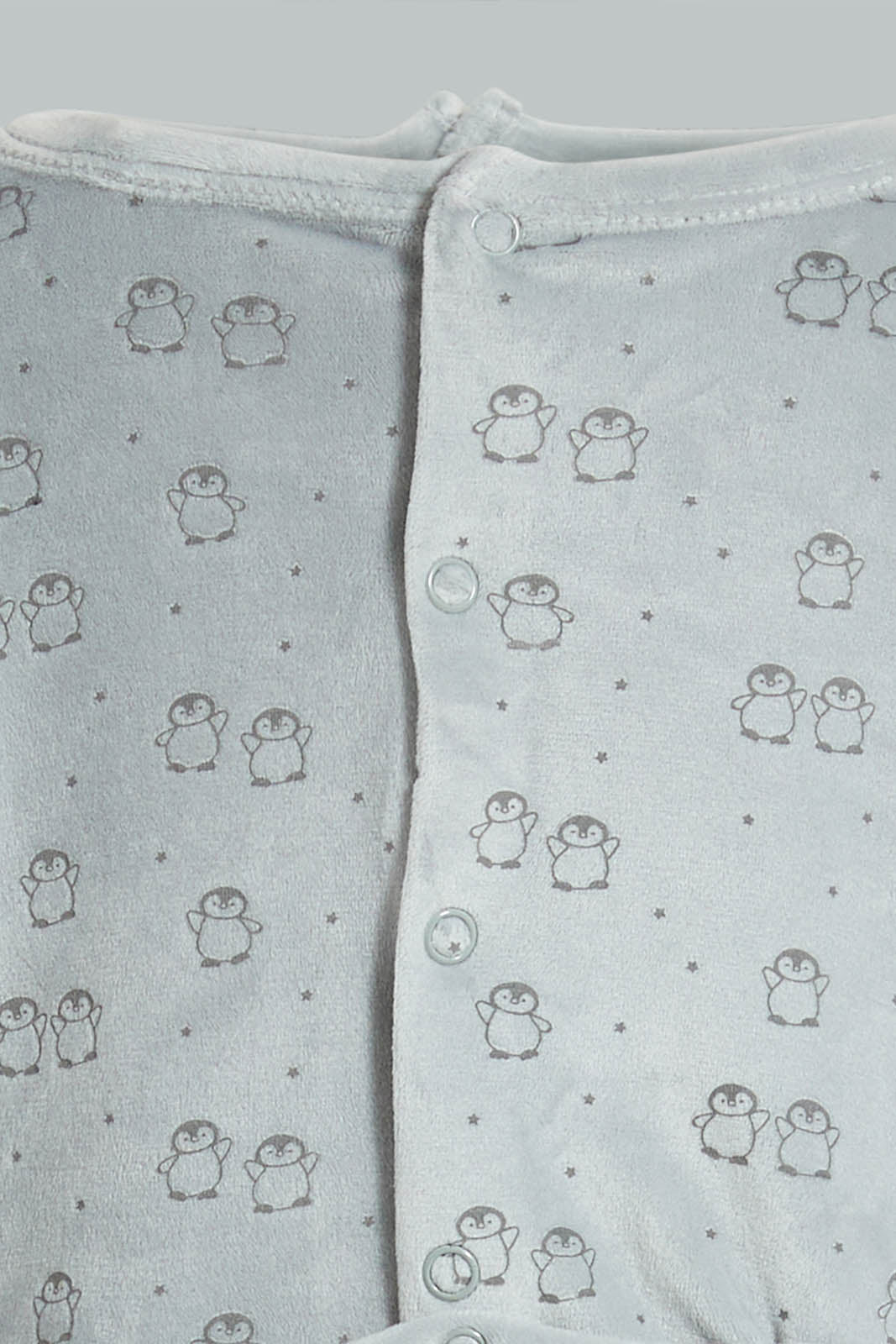 Redtag-Grey-And-Charcoal-Penguinveloure-2-Packs-Sleepsuit-Sleepsuits-Baby-0 to 12 Months