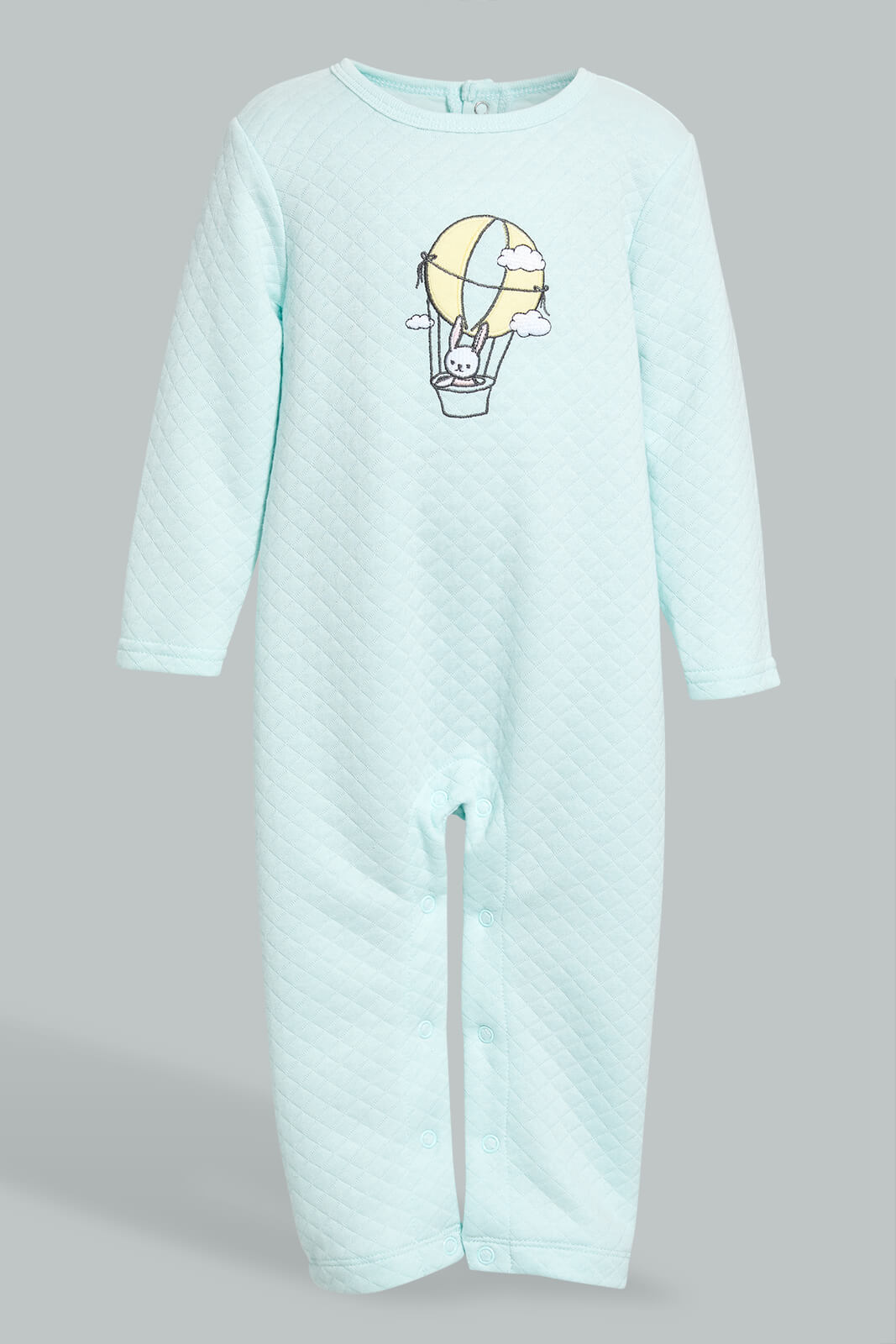 Redtag-Mint-And-Yellow-Baloon-2-Pack-Quilted-Jacquard-Romper-Rompers-Baby-0 to 12 Months