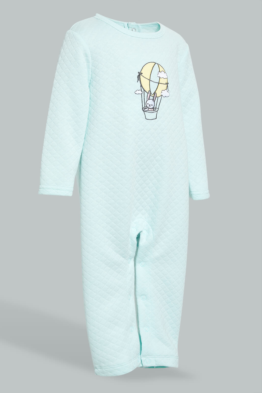 Redtag-Mint-And-Yellow-Baloon-2-Pack-Quilted-Jacquard-Romper-Rompers-Baby-0 to 12 Months