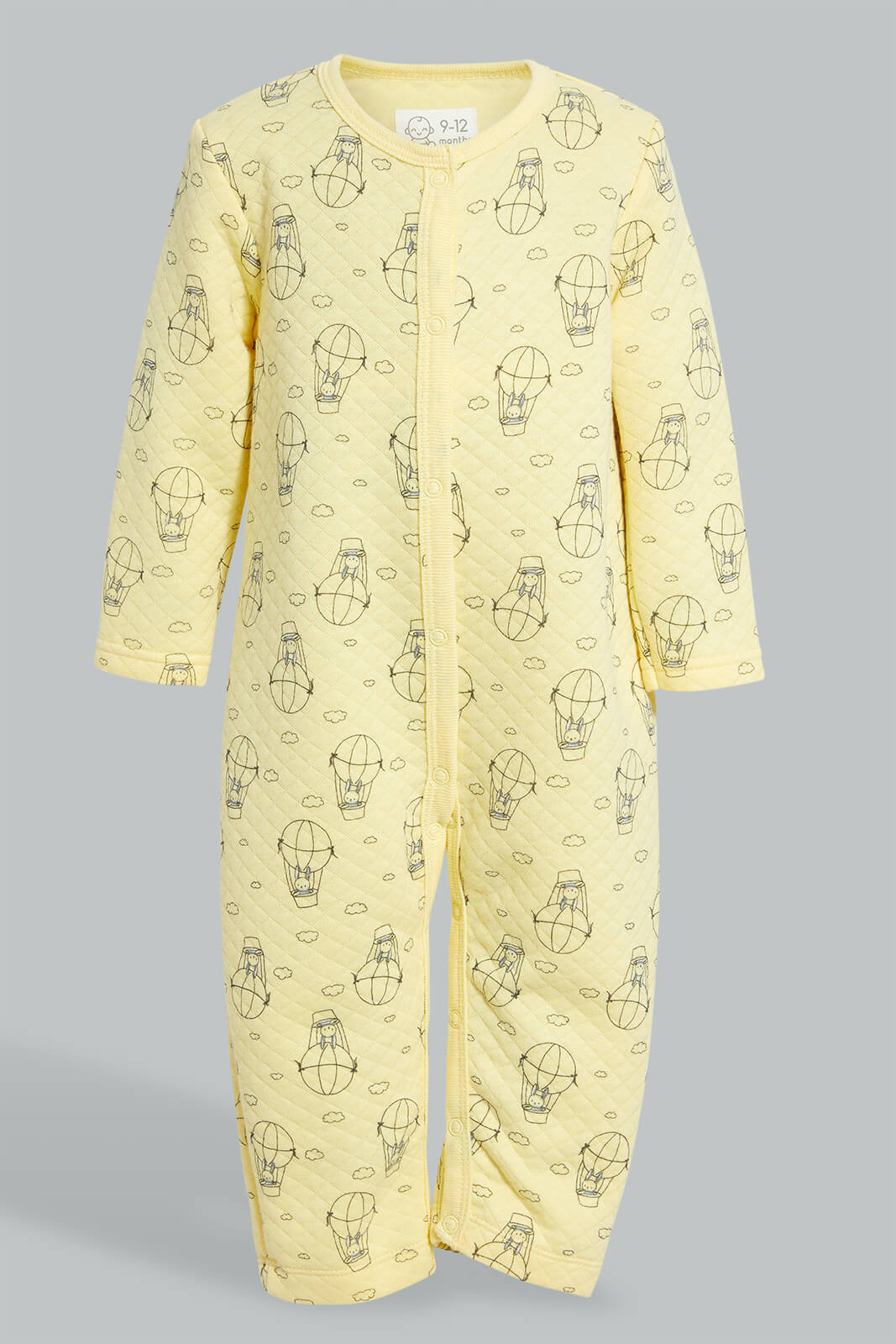 Redtag-Mint-And-Yellow-Baloon-2-Pack-Quilted-Jacquard-Romper-Rompers-Baby-0 to 12 Months