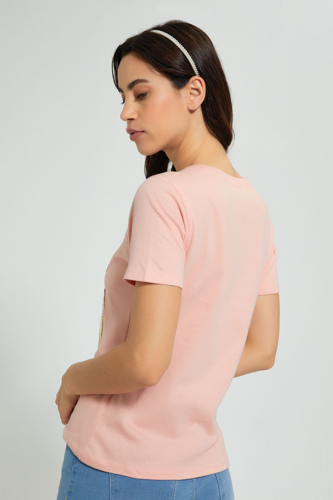 Redtag-Mustard-Photographic-Print-T-Shirt-Active-Tees-Women's-
