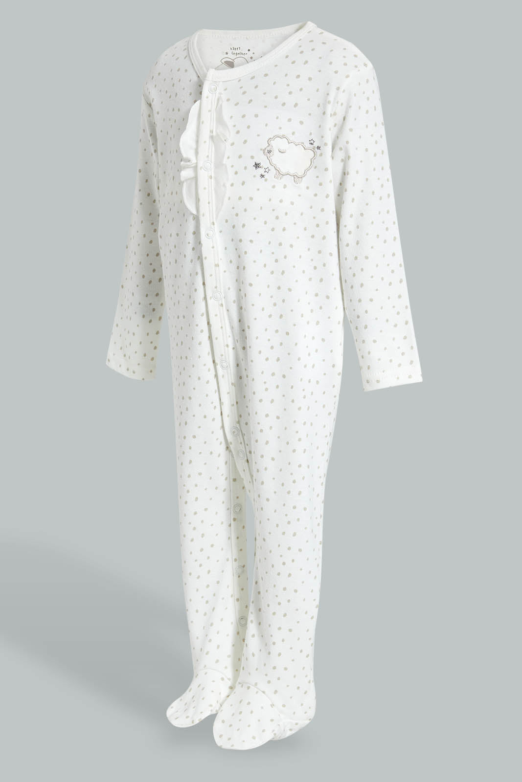 Redtag-Beige-Leoprd-Frill-Sleepsuit-Sleepsuits-Baby-0 to 12 Months