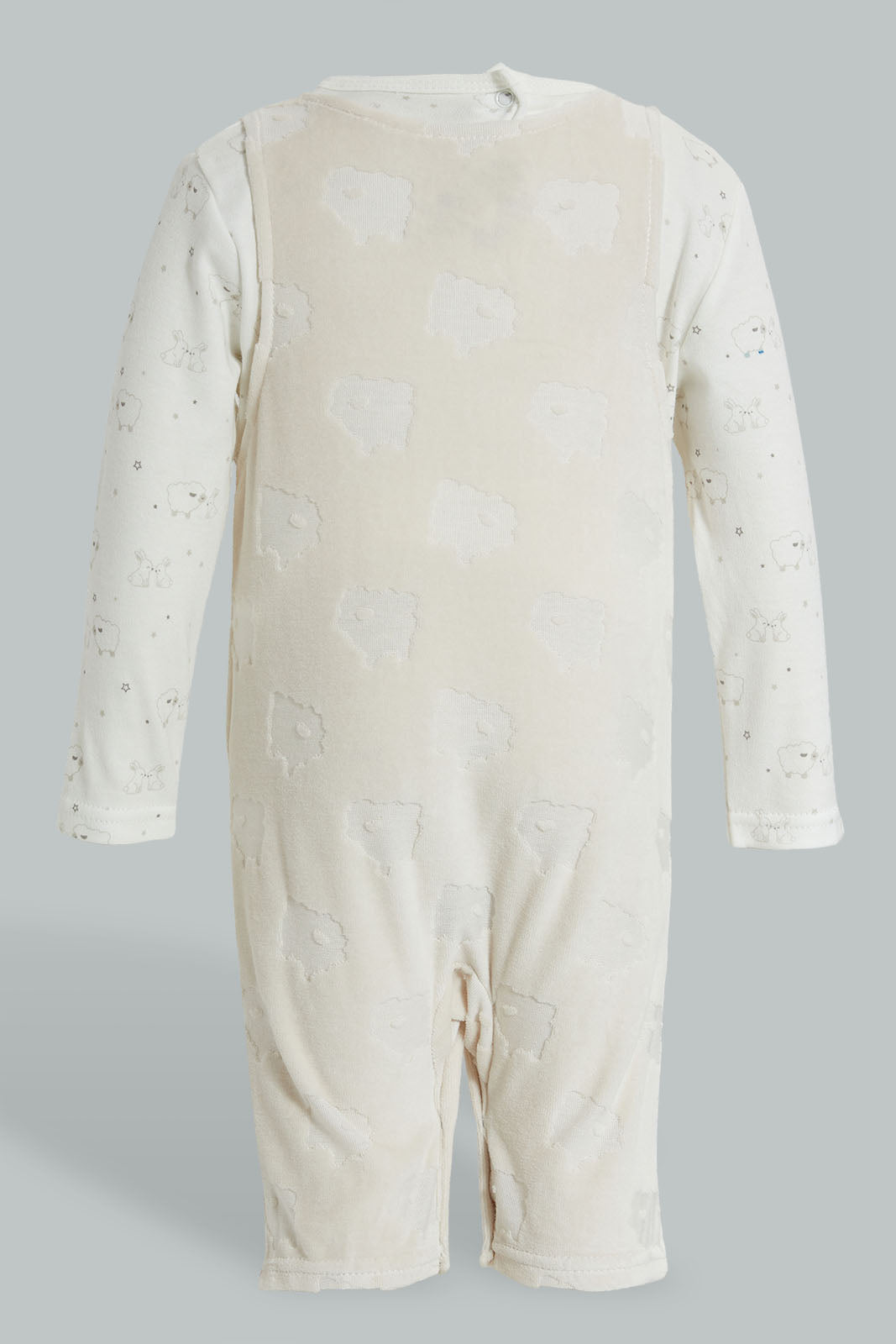 Redtag-Beige-Sheep-Jacquard-Duangree-Rompers-Baby-0 to 12 Months