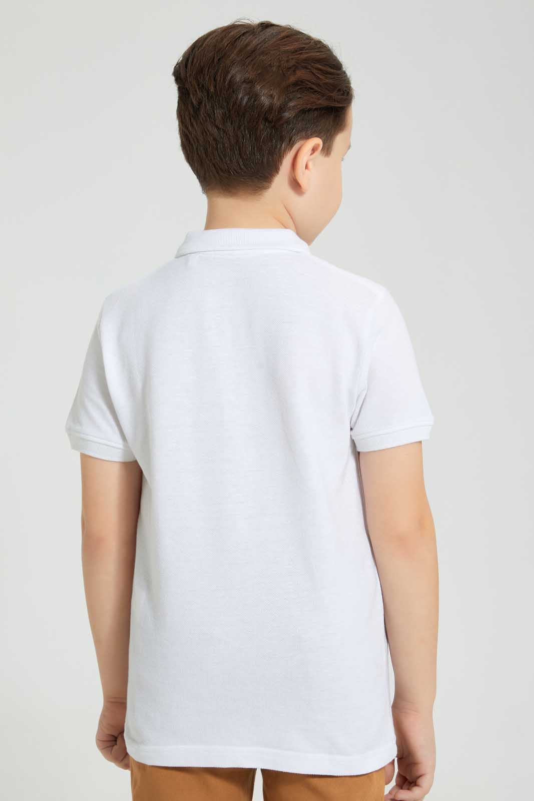 Redtag-White-Pique-Polo-Plain-Boys-2 to 8 Years