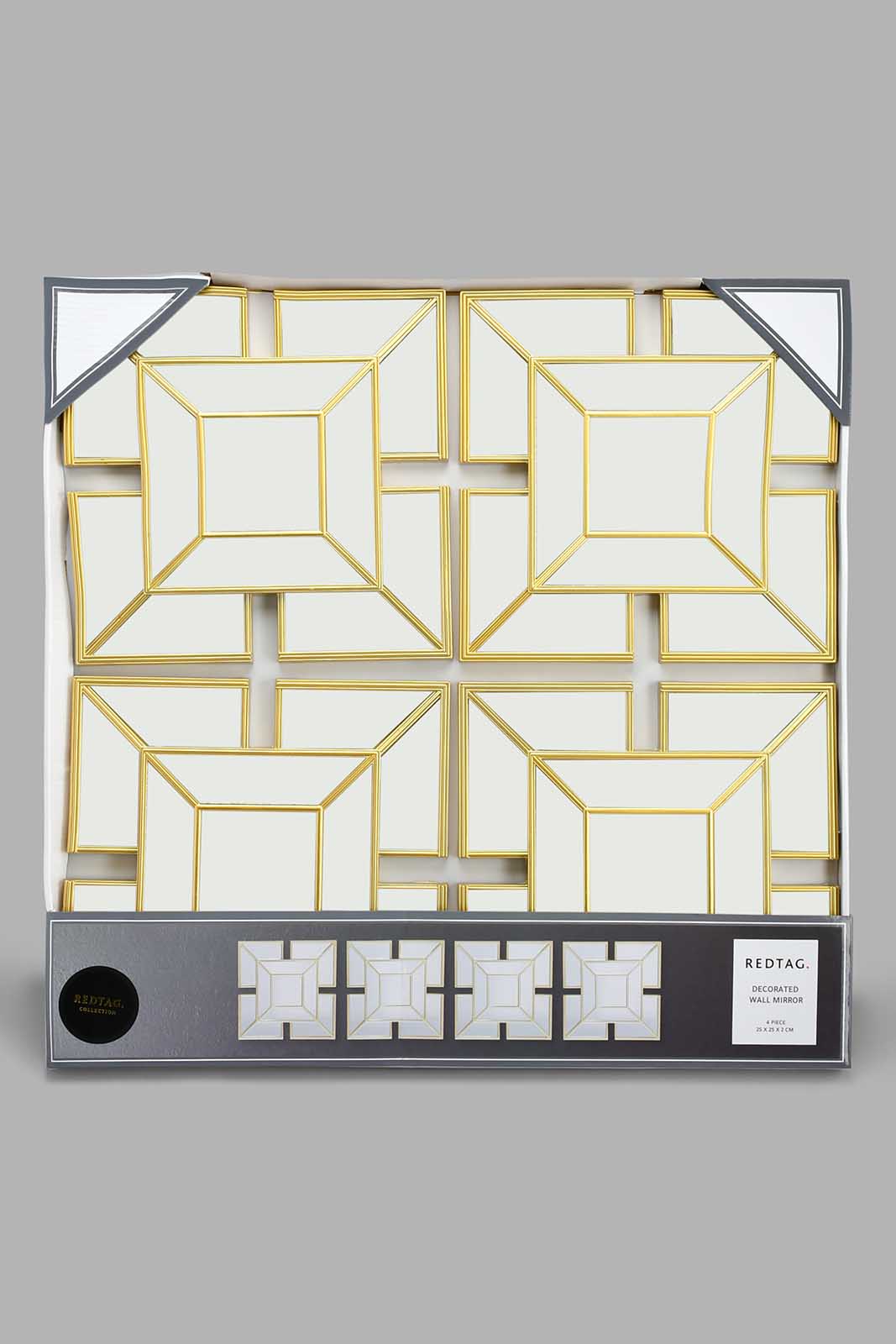 Redtag-Gold-Decorative-Raindrop-Wallmirror-Set(4Piece)-Mirrors-Home-Decor-