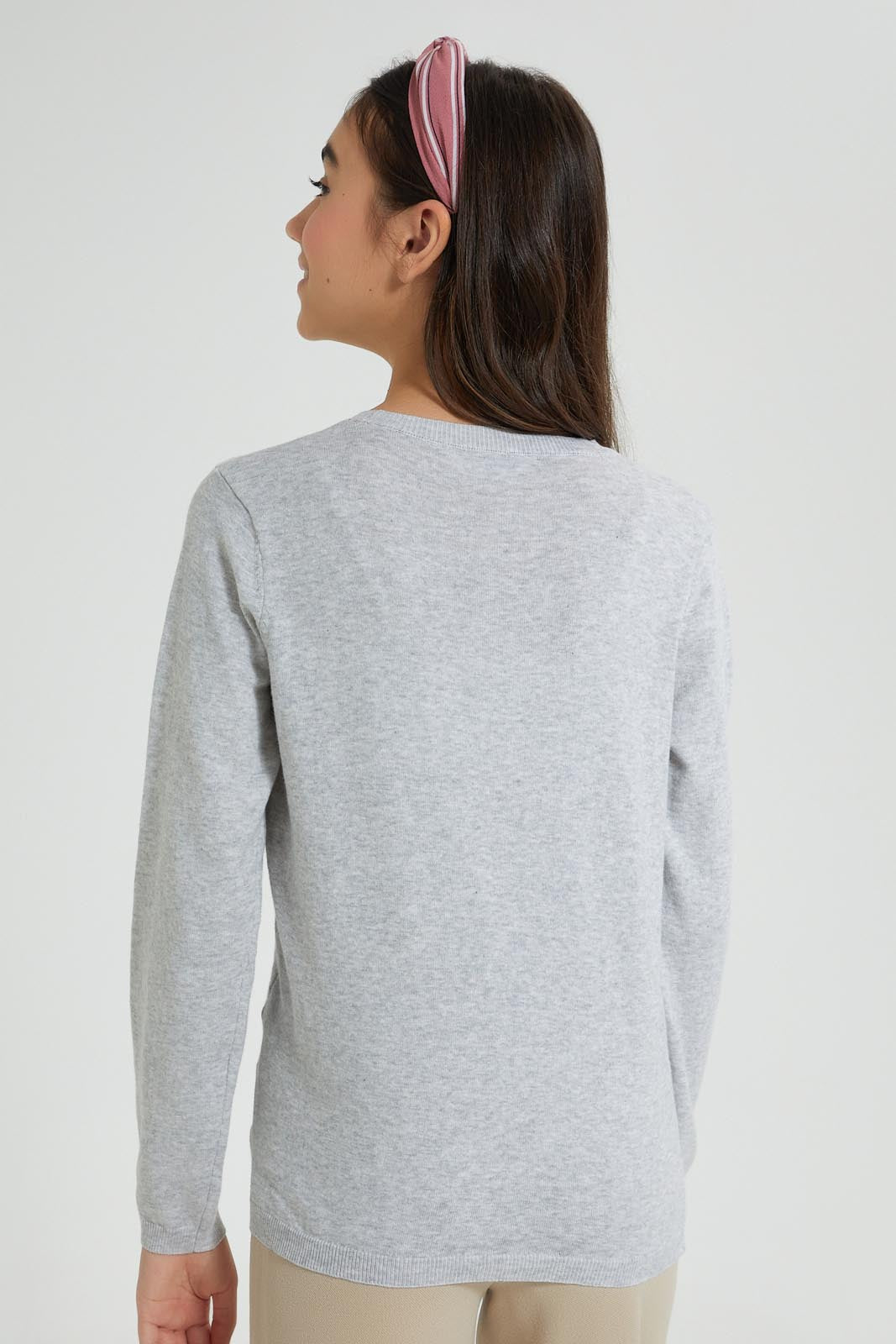 Redtag-Grey-Melange-Butterfly-Pullover-Jumpers-Senior-Girls-9 to 14 Years