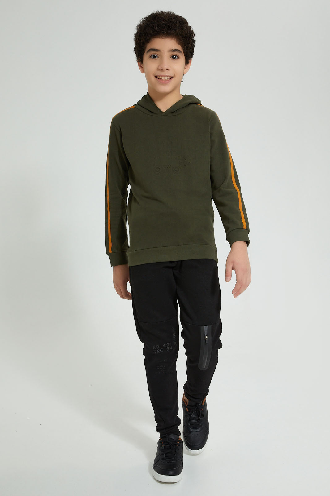Redtag-Olive-Gamer-Embroideredoss-SweaT-Shirt-Sweatshirts-Senior-Boys-9 to 14 Years