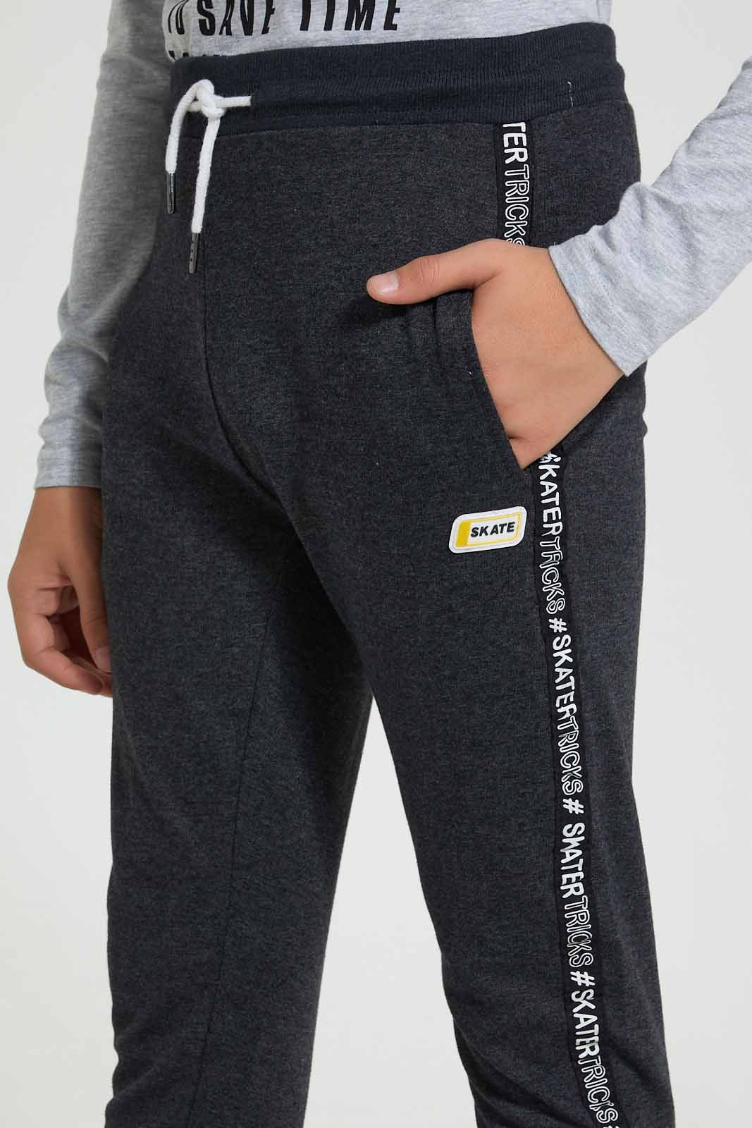 Redtag-Charcoal-Side-Tape-Active-Pant-Joggers-Senior-Boys-9 to 14 Years