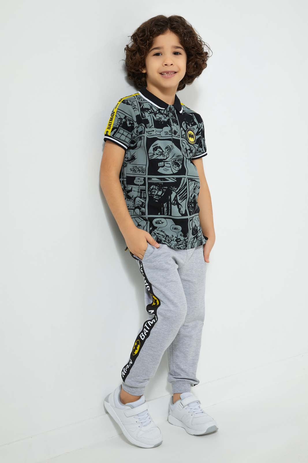 Redtag-Grey-Batman-Jog-Pant-Joggers-Boys-2 to 8 Years