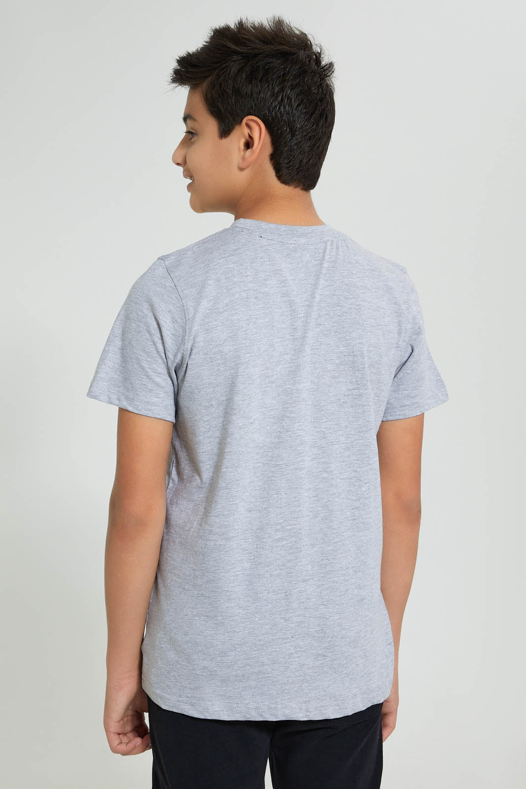 Redtag-Grey-Justice-League-T-Shirt-Graphic-Prints-Senior-Boys-9 to 14 Years