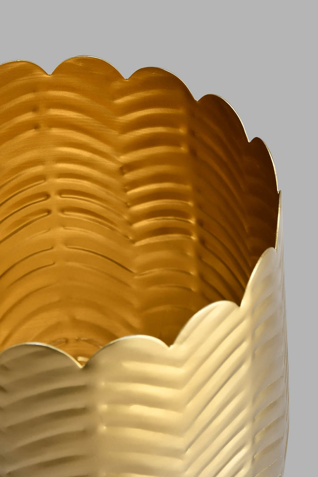Redtag-Gold-Cylinder-Ribbed-Planter-Vase-Home-Decor-