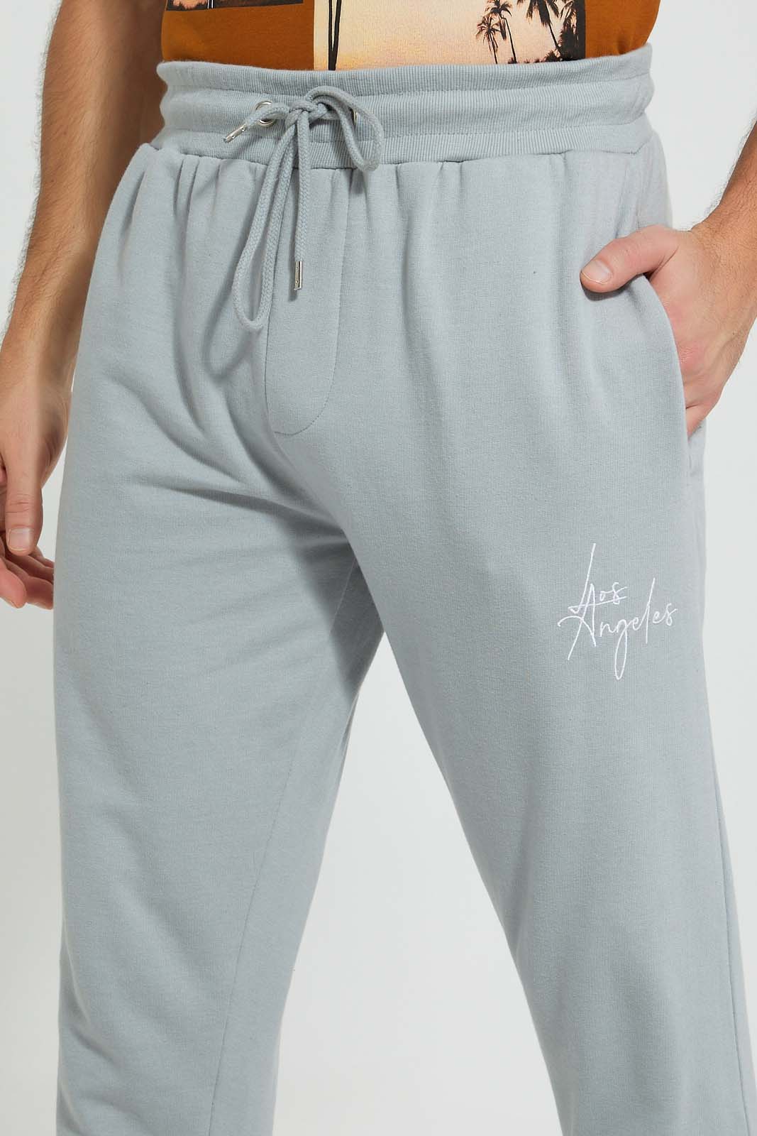 Redtag-Light-Grey-Signature-Jog-Pant-Joggers-Men's-