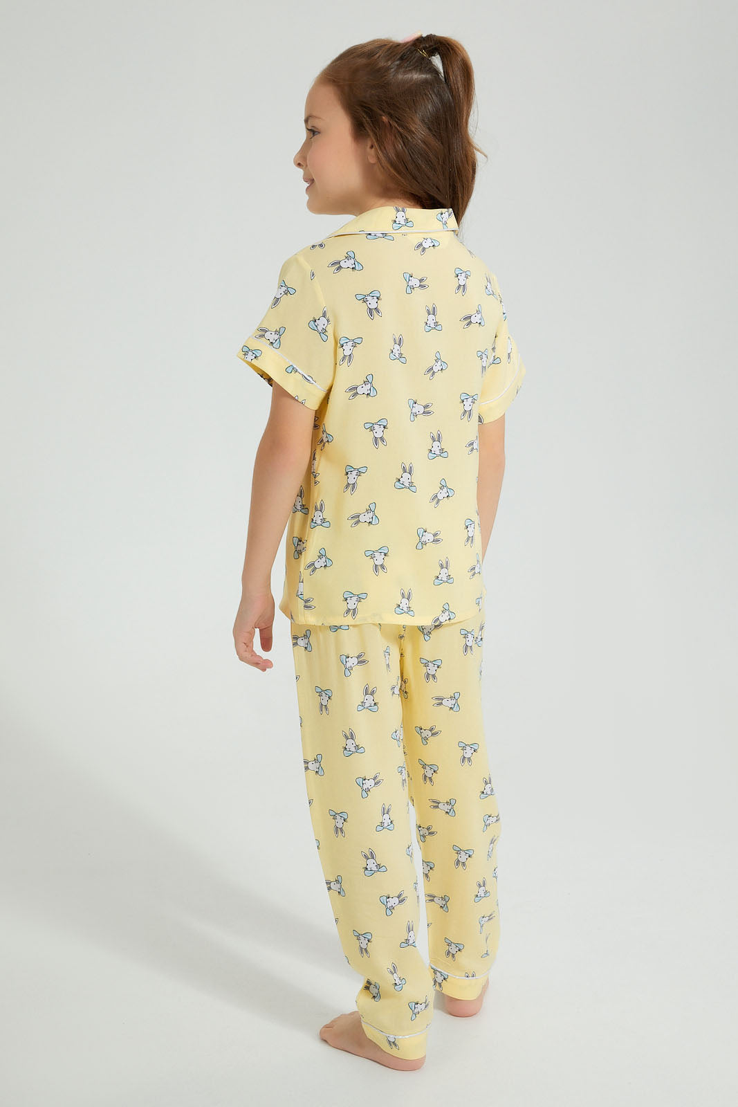 Redtag-Yellow-Bunny-Print-Woven-Nightsuit-Colour:Yellow,-Filter:Girls-(2-to-8-Yrs),-Girls-Pyjama-Sets,-New-In,-New-In-GIR,-Non-Sale,-S22B,-Section:Kidswear-Girls-2 to 8 Years