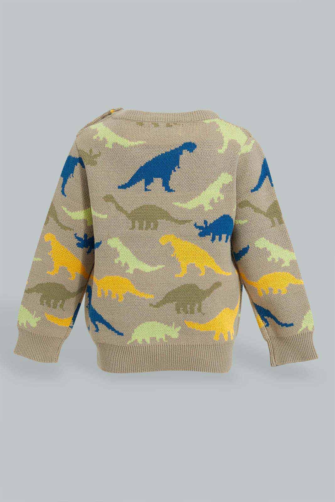 Redtag-Grey-Dino-Printed-Pullover-Pullovers-Infant-Boys-3 to 24 Months
