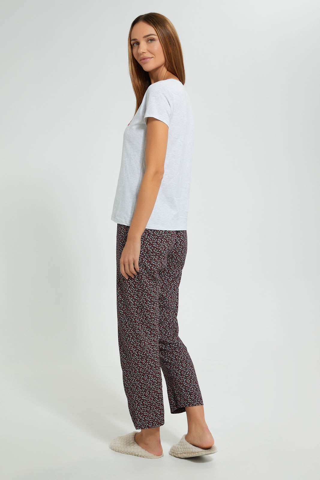 Redtag-Grey-Melange-Printed-Pyjama-Set-Pyjama-Sets-Women's-